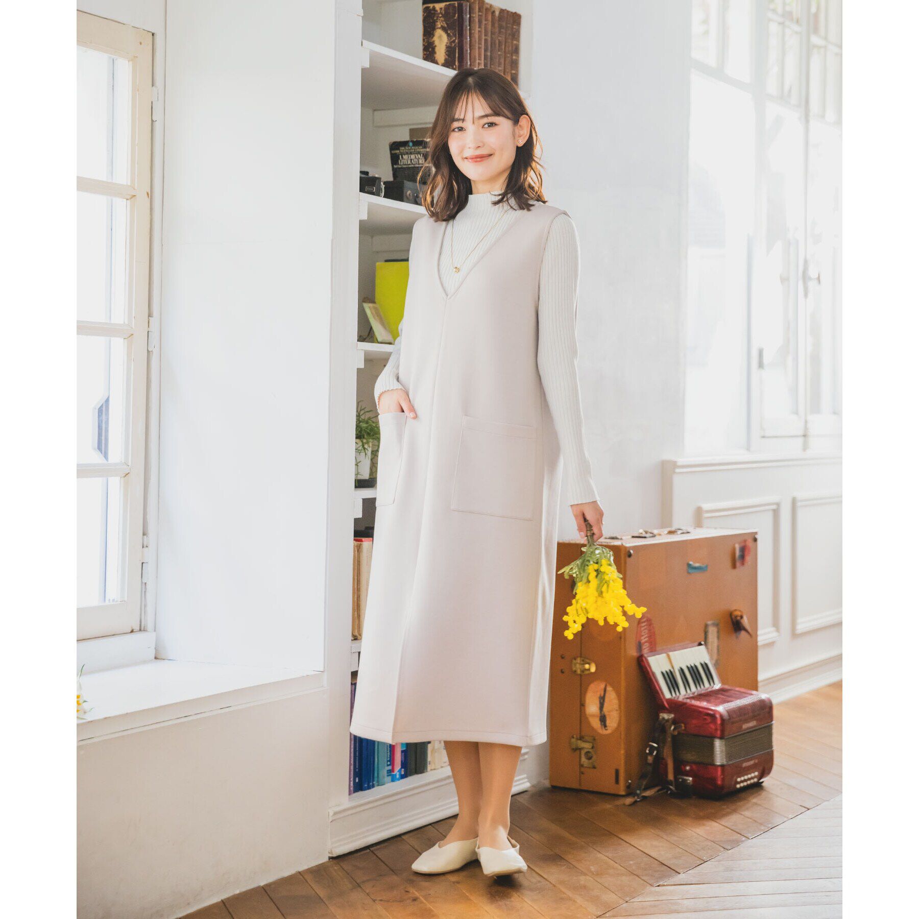 ITS&rsquo;DEMO「【手洗い可】ダンボールジャージージャンスカ」|ワンピース|