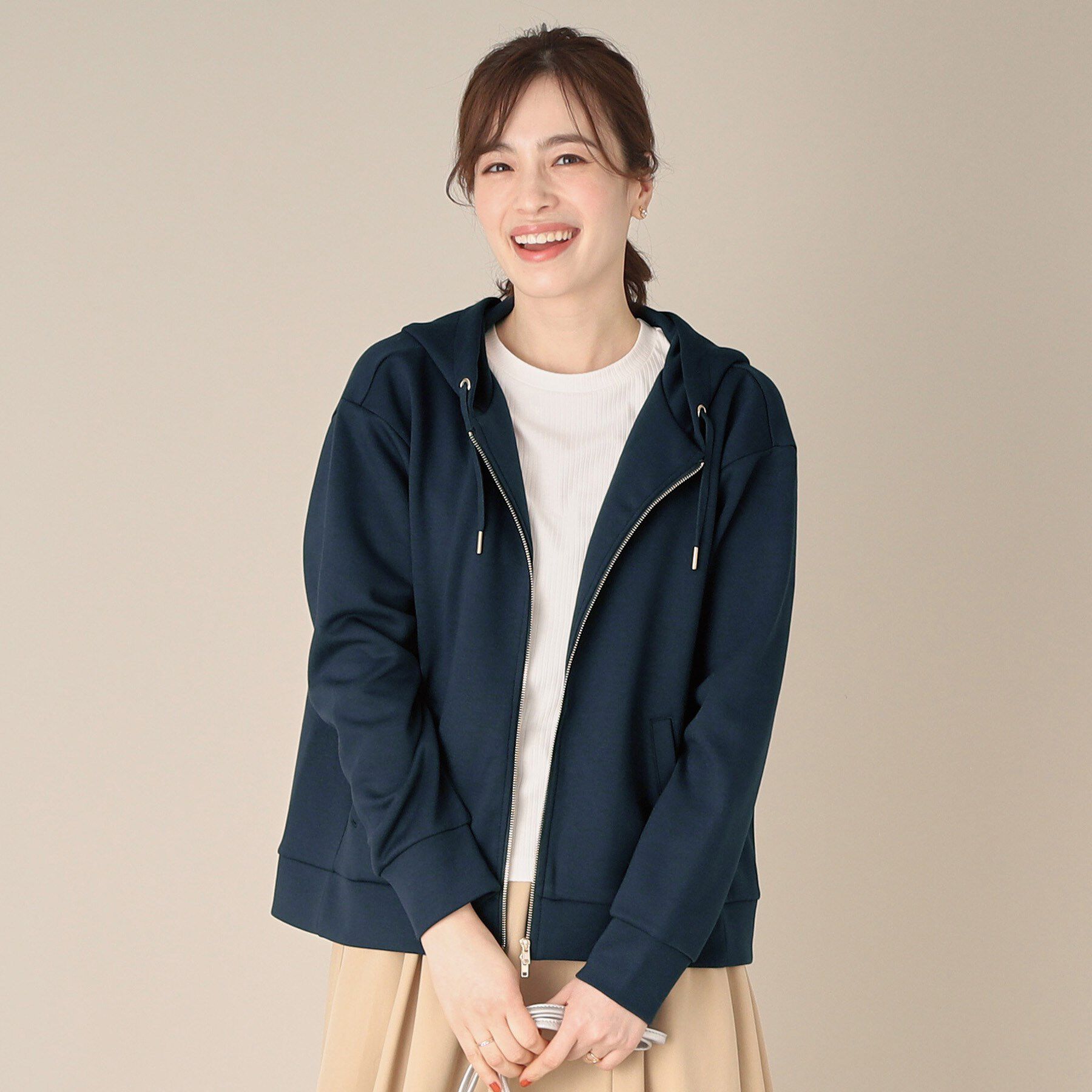 ITS&rsquo;DEMO「【手洗い可】ダブルジップダンボールパーカ」|パーカー|ネイビー(094)