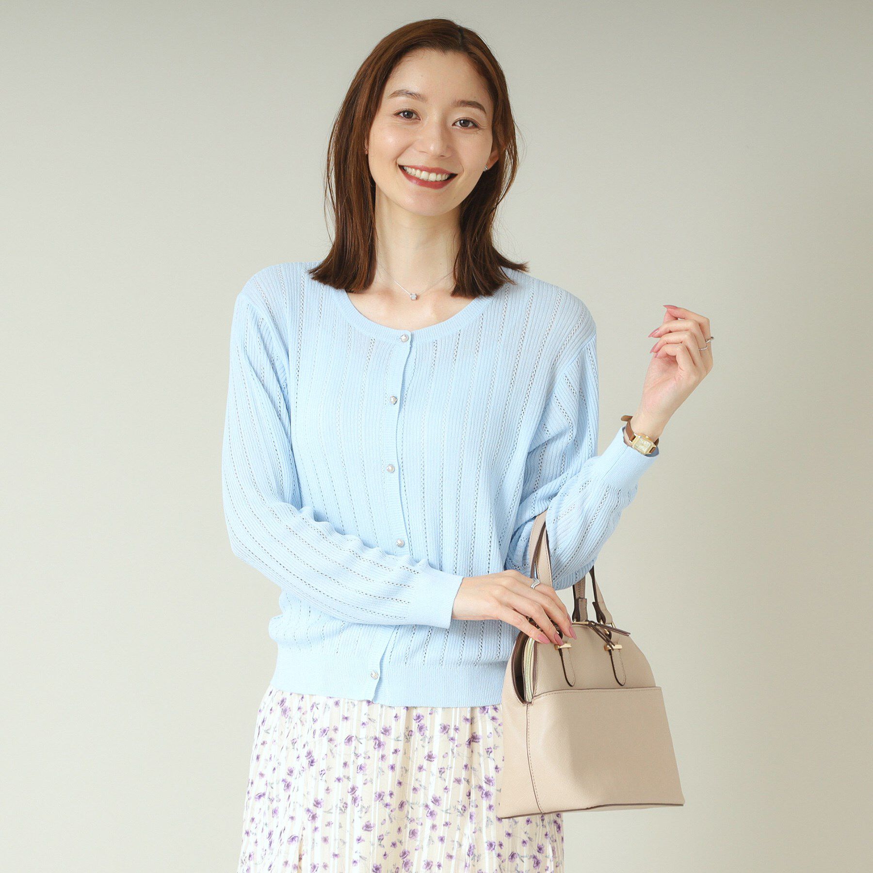 ITS&rsquo;DEMO「【手洗い可】透かし編みクルーカーデ」|カーディガン|