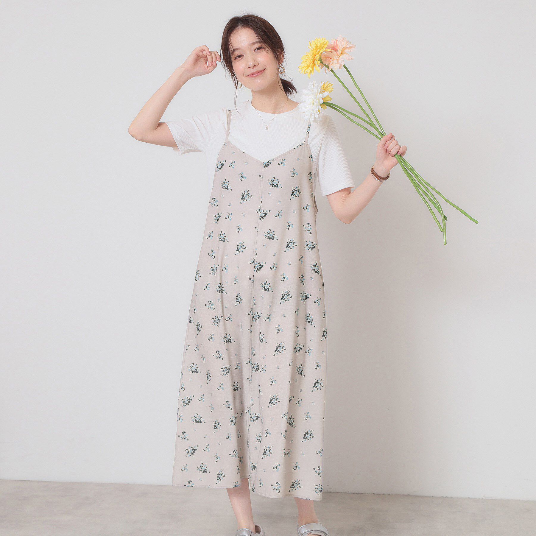 ITS&rsquo;DEMO「【手洗い可／無地・花柄】ジョーゼットキャミワンピ」|ワンピース|