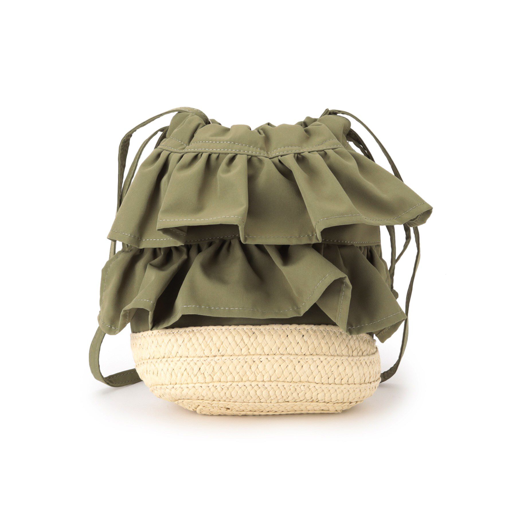 ITS&rsquo;DEMO「雑材フリルコンビ巾着ショルダー」|ショルダー・メッセンジャー|