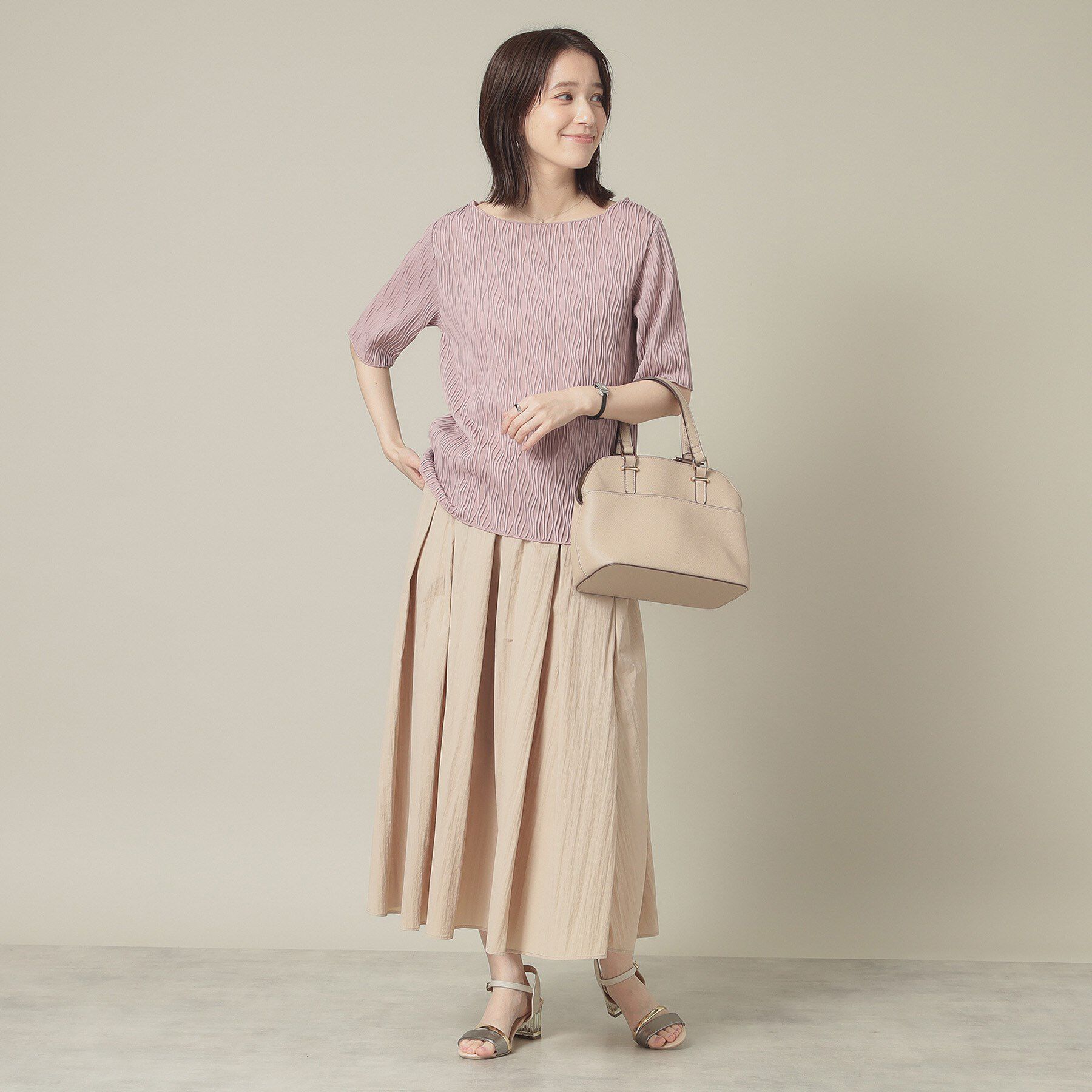 ITS&rsquo;DEMO「【洗濯機OK】ジャカード5分袖プルオーバー」|Tシャツ・カットソー|