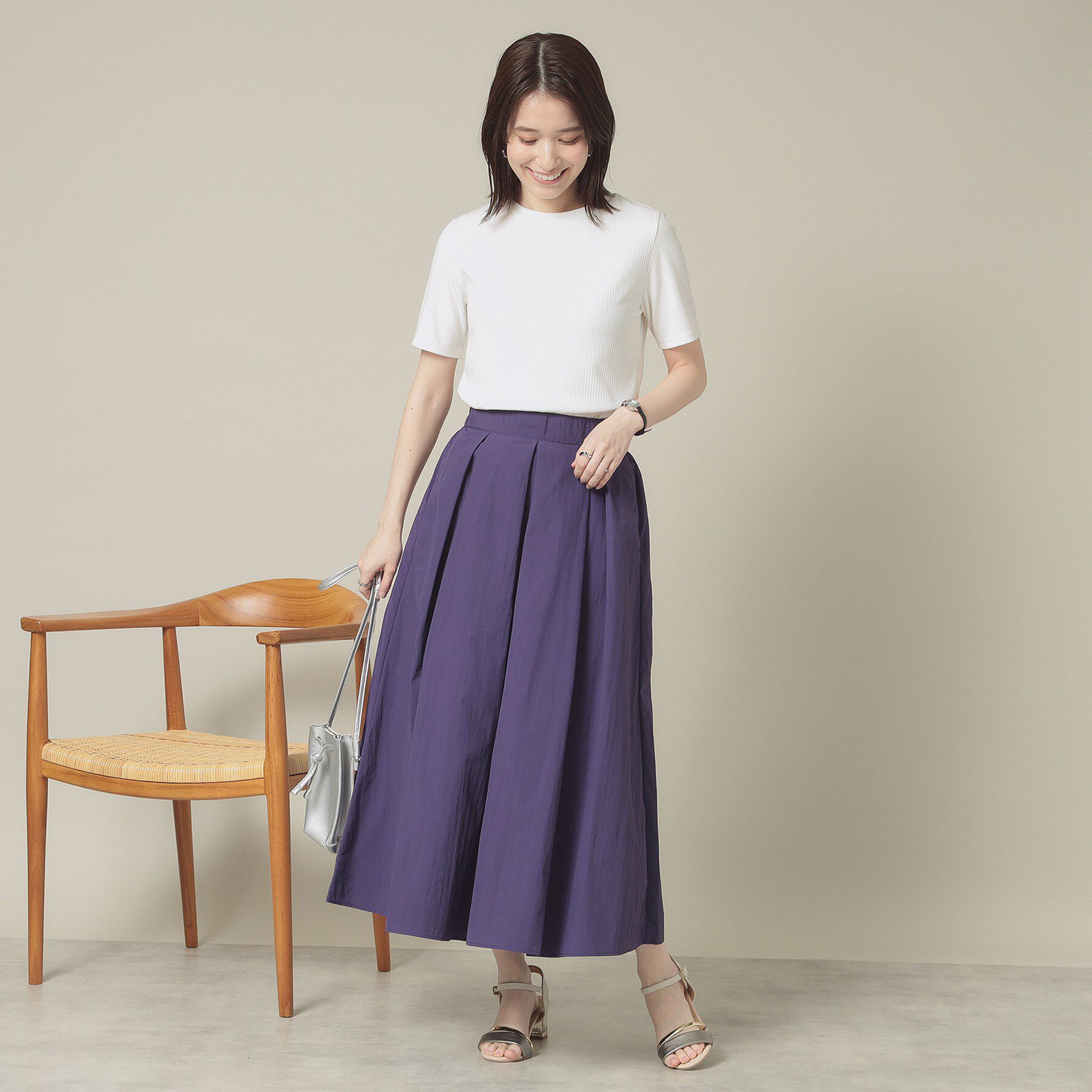 ITS&rsquo;DEMO「【撥水／洗濯機OK／ウエスト後ろゴム】タックスカート＜旅服シリーズ＞」|スカート|