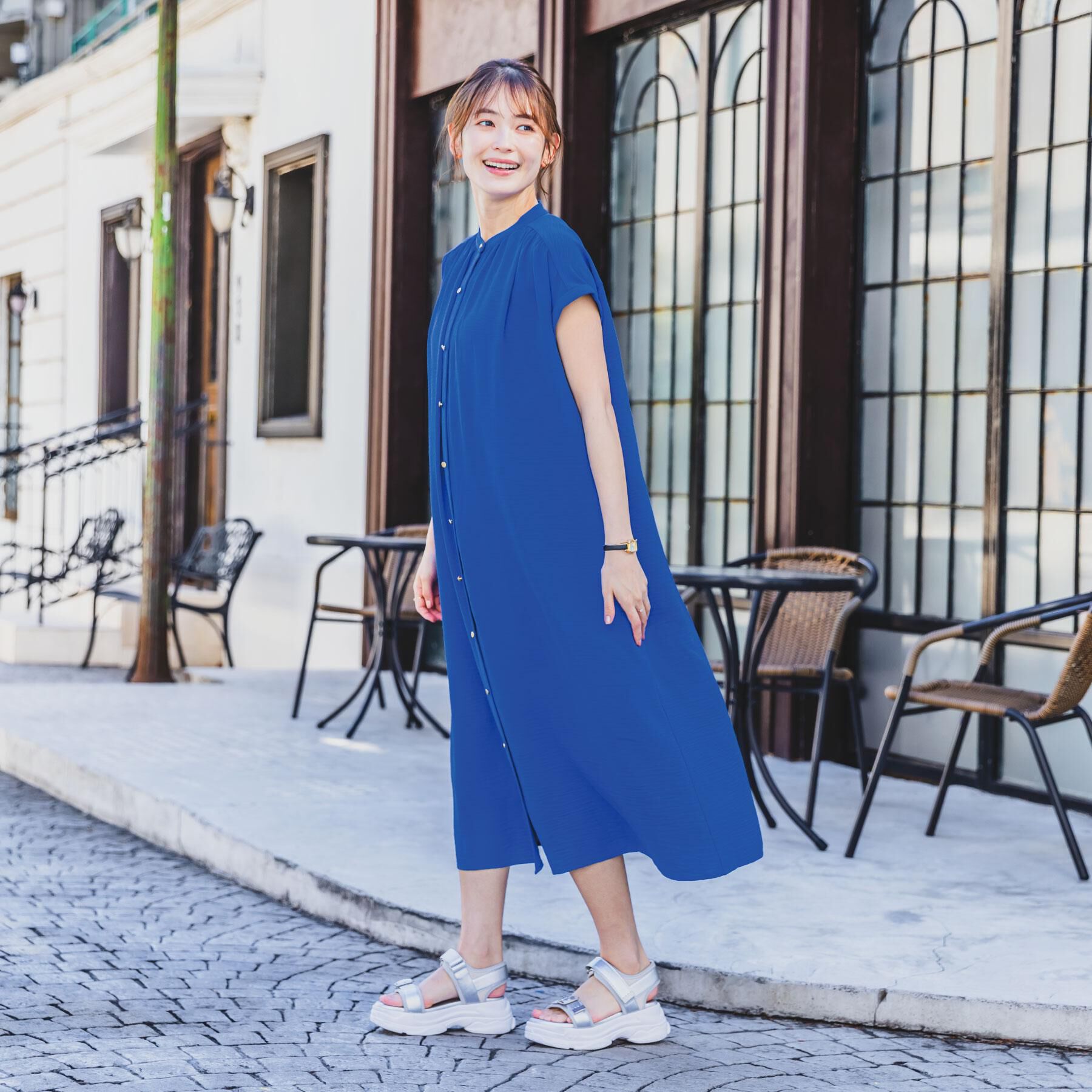 ITS&rsquo;DEMO「【接触冷感／吸水速乾／洗濯機OK】イージーケア前開きワンピース＜ラク服シリーズ＞」|ワンピース|