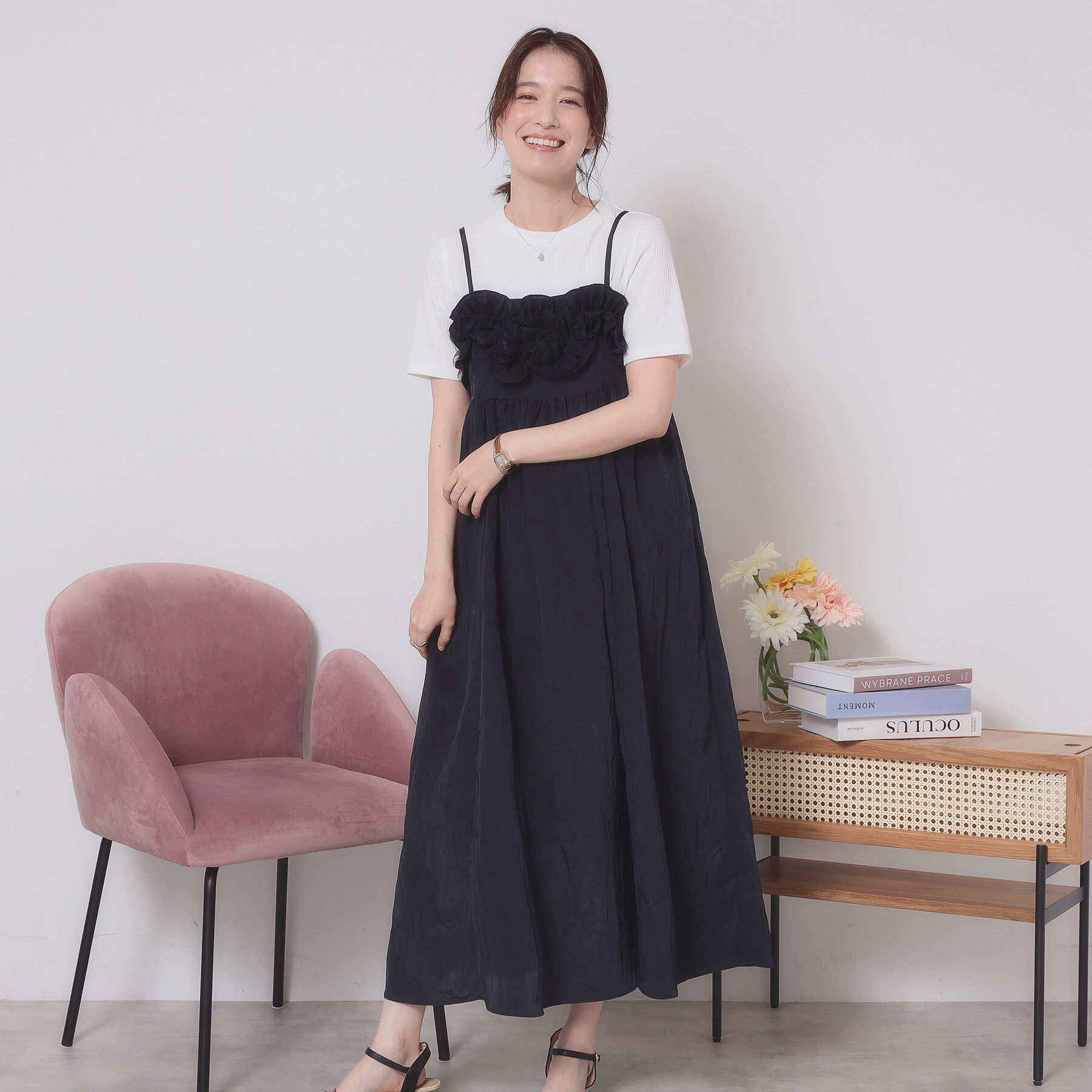 ITS&rsquo;DEMO「【手洗い可】ワッシャーサテンキャミワンピース」|ワンピース|