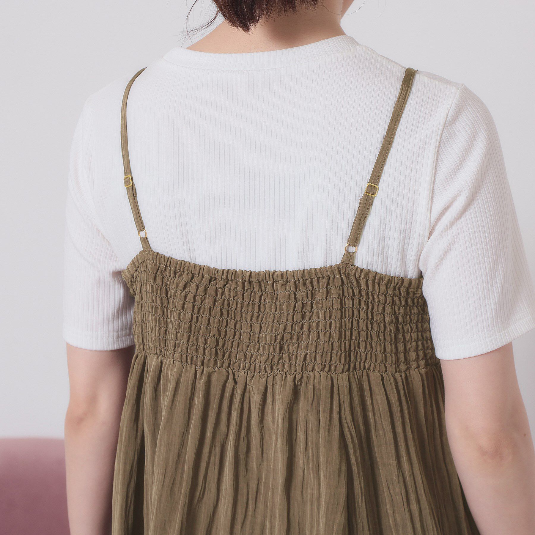 ITS&rsquo;DEMO「【手洗い可】ワッシャーサテンキャミワンピース」|ワンピース|