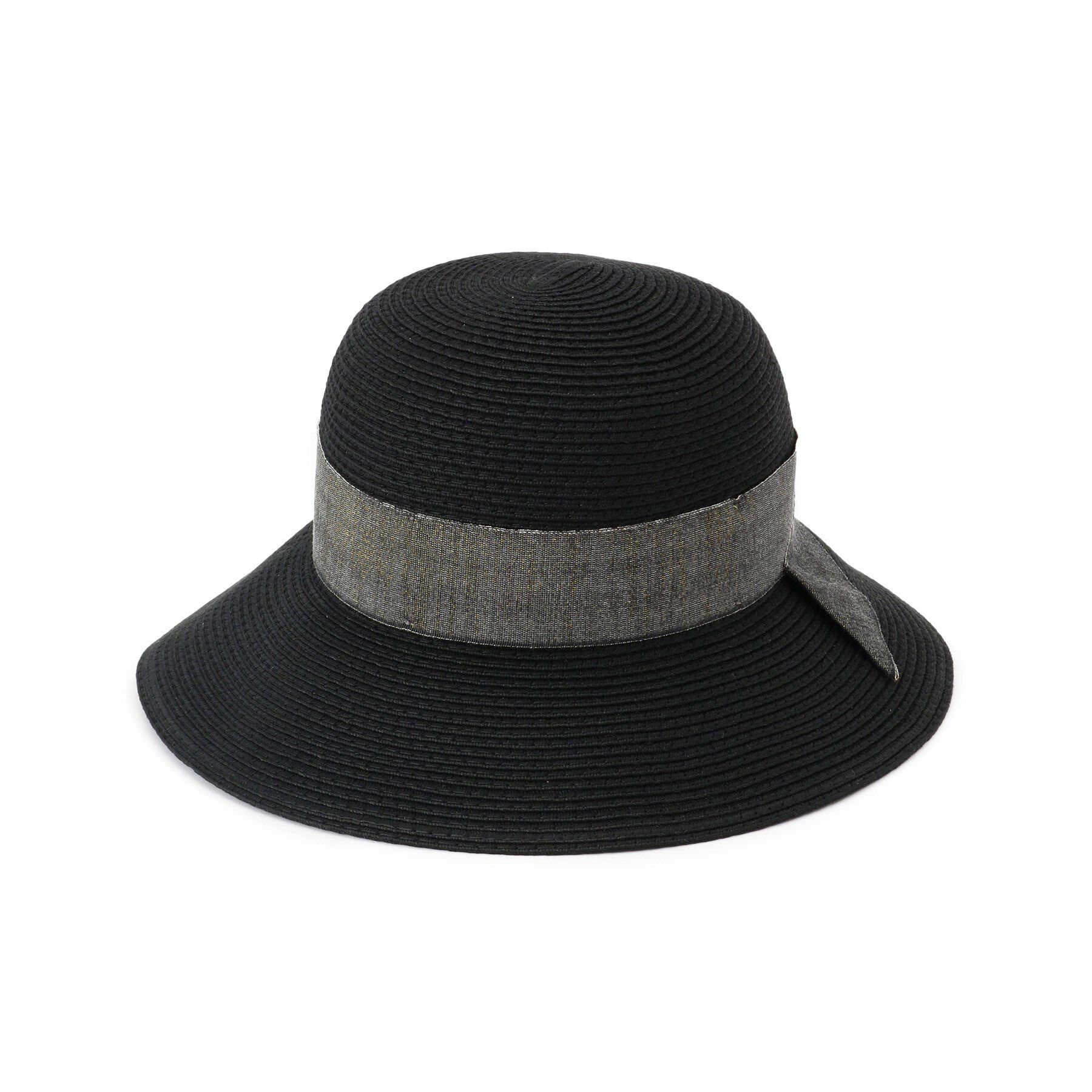 ITS&rsquo;DEMO「【畳める／サイズ調整可／手洗い可】コンパクトラメリボンハット」|ハット|ブラック(019)
