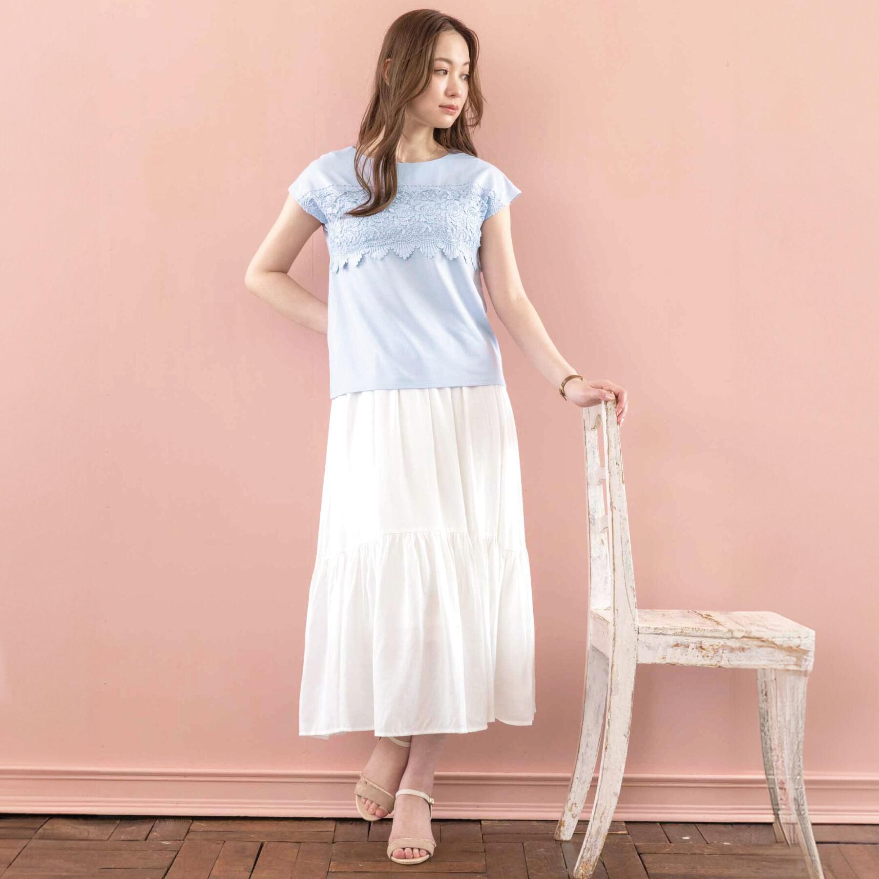 ITS&rsquo;DEMO「【吸水速乾／手洗い可／洗濯後しわになりにくい】カットミラノフロントレーストップス」|Tシャツ・カットソー|