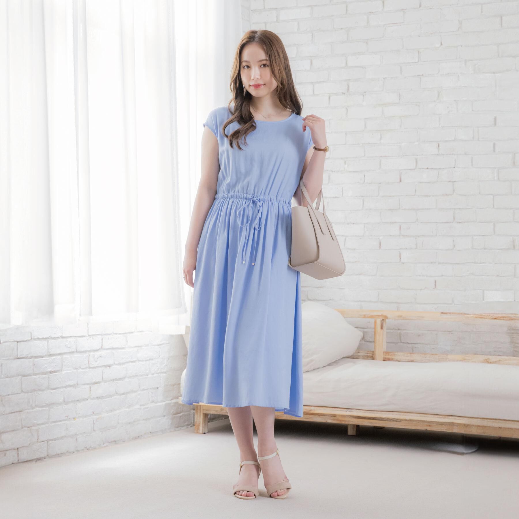 ITS&rsquo;DEMO「【さらりタッチ／手洗い可】強撚スラブブラウジングワンピース」|ワンピース|