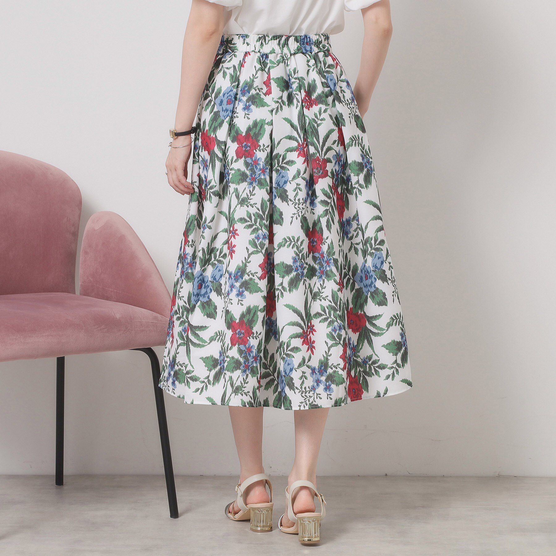 ITS&rsquo;DEMO「【清涼感／ウエストゴム／手洗い可】花柄麻調スカート」|スカート|