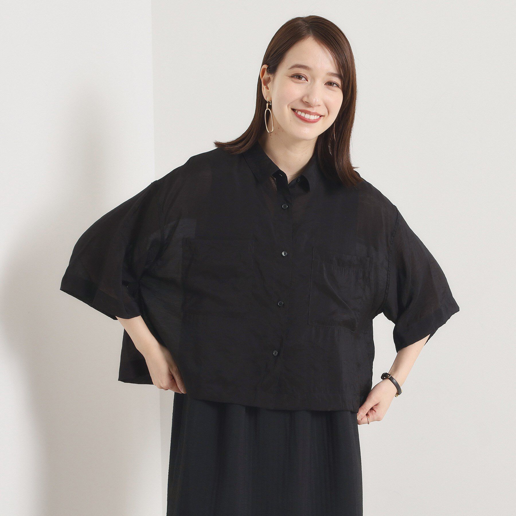 ITS&rsquo;DEMO「【手洗い可】シアー短丈シャツ」|シャツ・ブラウス|