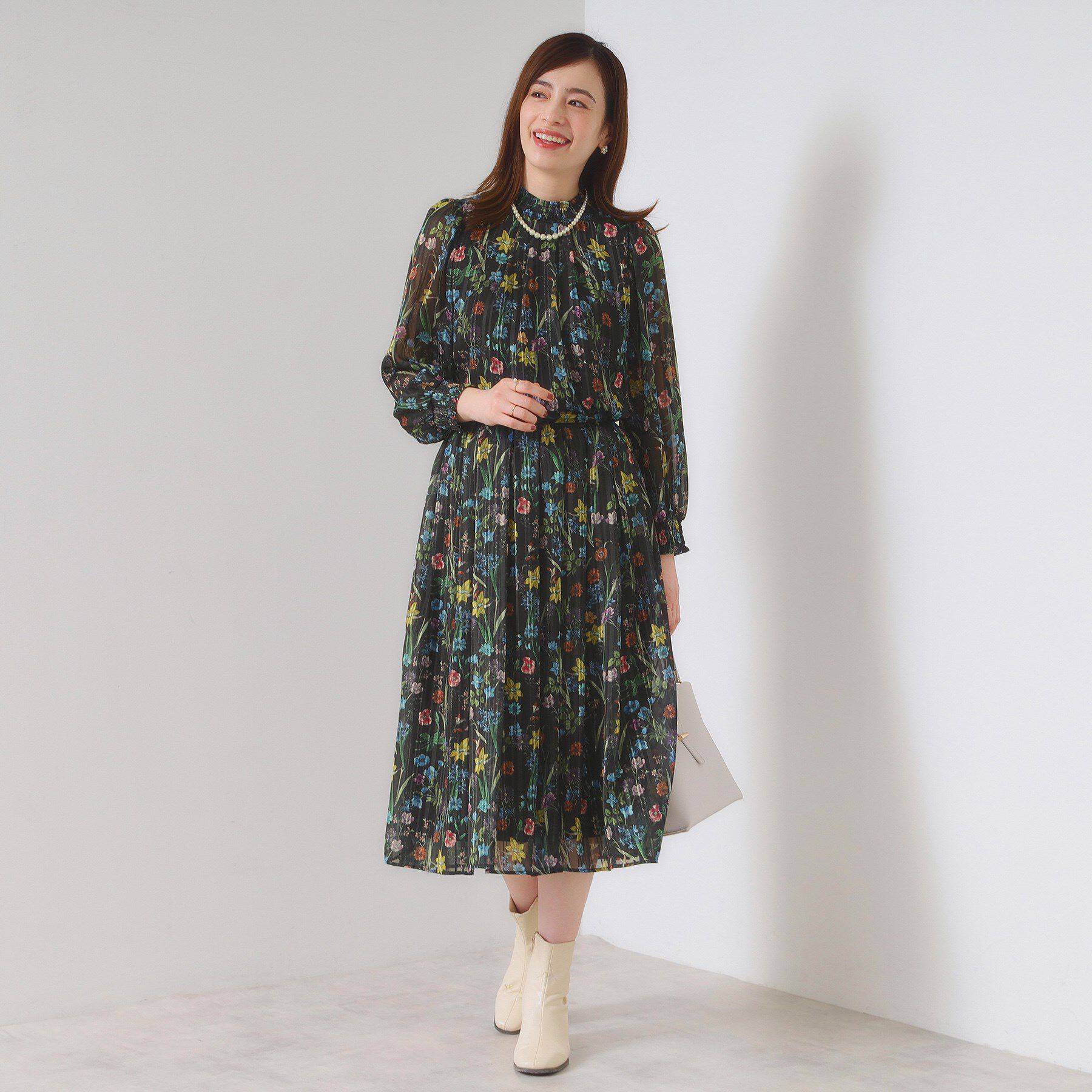 ITS&rsquo;DEMO「【手洗い可／セットアップ可】ラメストライプ花柄ブラウス」|シャツ・ブラウス|