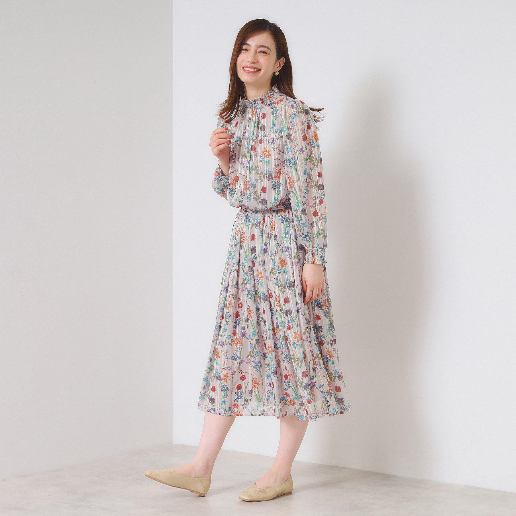 ITS&rsquo;DEMO「【手洗い可／セットアップ可】ラメストライプ花柄ブラウス」|シャツ・ブラウス|