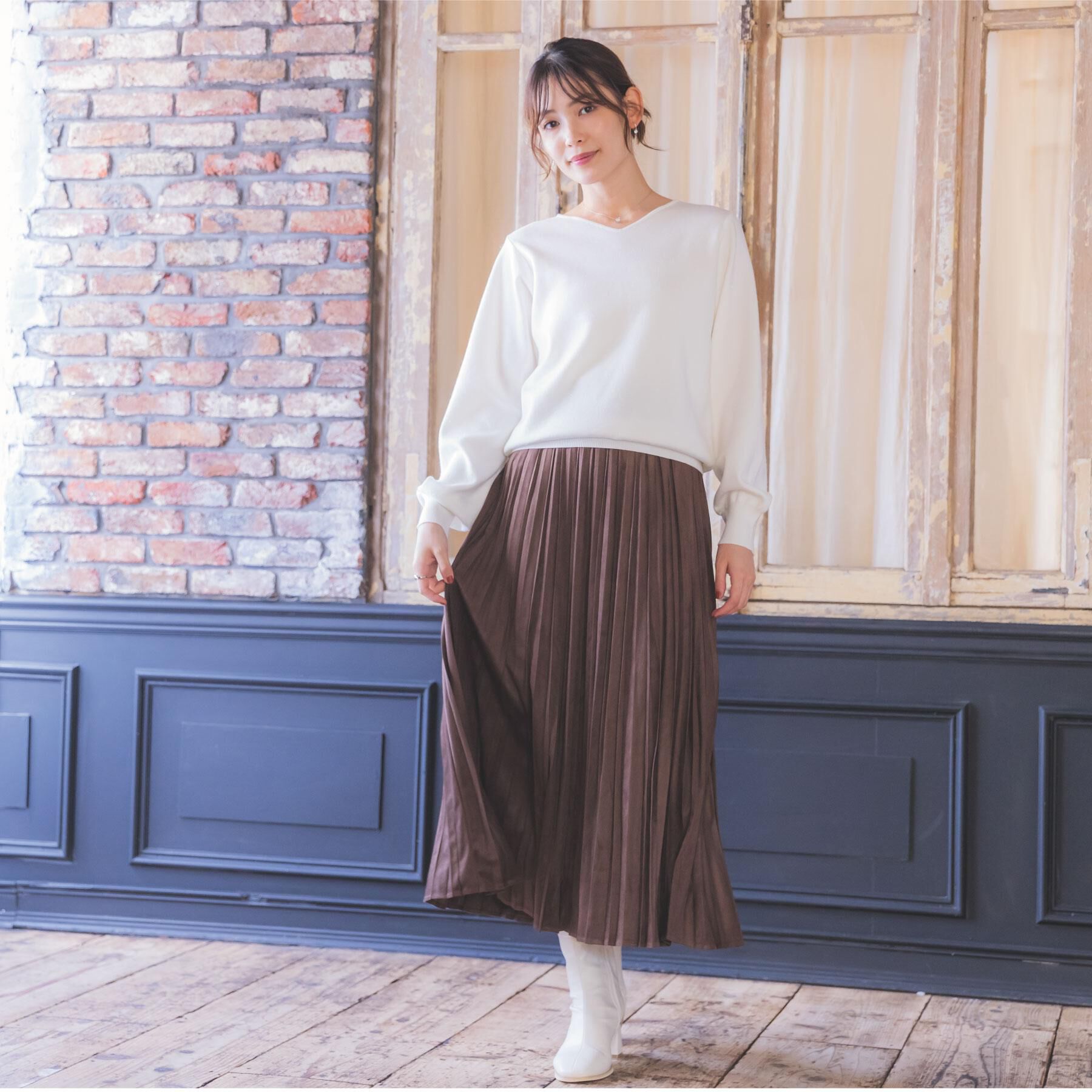 ITS&rsquo;DEMO「【手洗い可】アンジェリーナ総針vネックニット」|ニット・セーター|