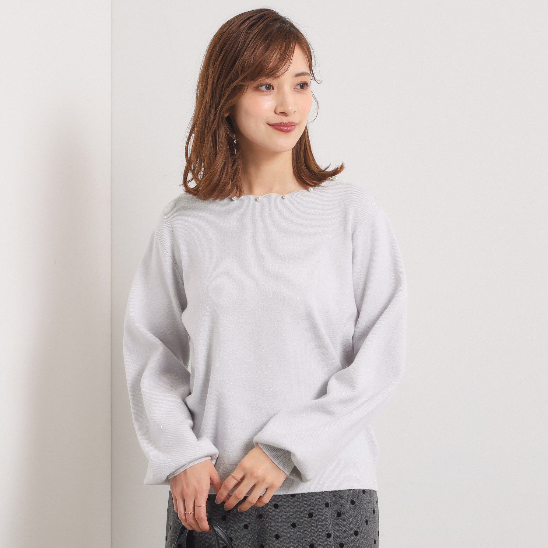 ITS&rsquo;DEMO「【手洗い可】スカラップパール調ラメニット」|ニット・セーター|