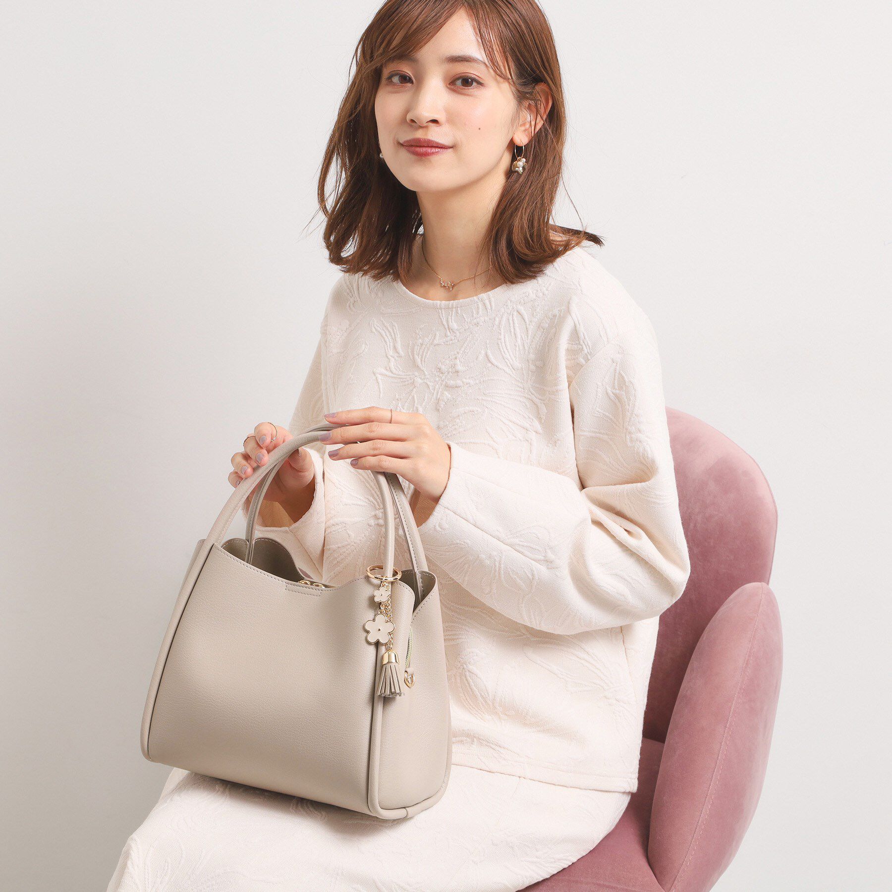 ITS&rsquo;DEMO「【2WAY】チャーム付きミニトート」|ハンドバッグ|