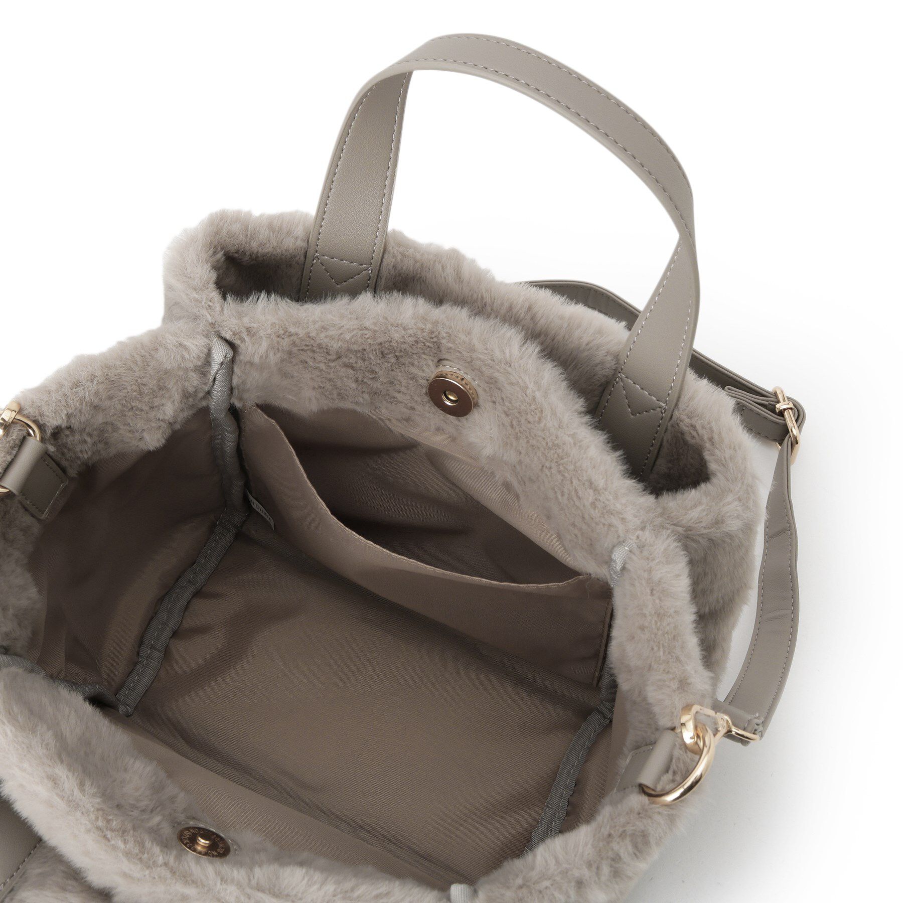 ITS&rsquo;DEMO「【5ポケット】ベルト飾り三層フェイクファートート」|ハンドバッグ|