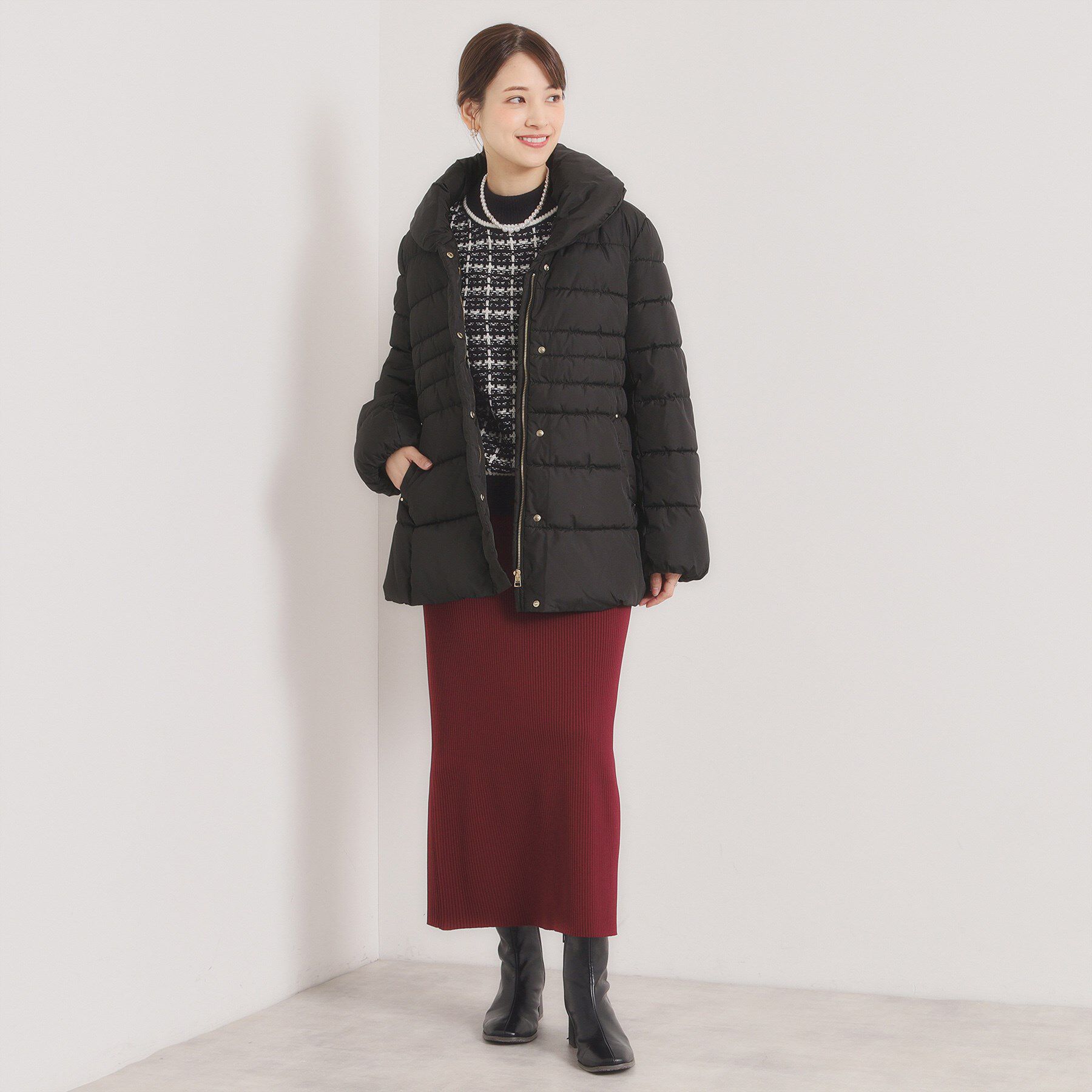 ITS&rsquo;DEMO「【撥水加工】ショールカラー中綿ミディ丈コート」|ダウン|