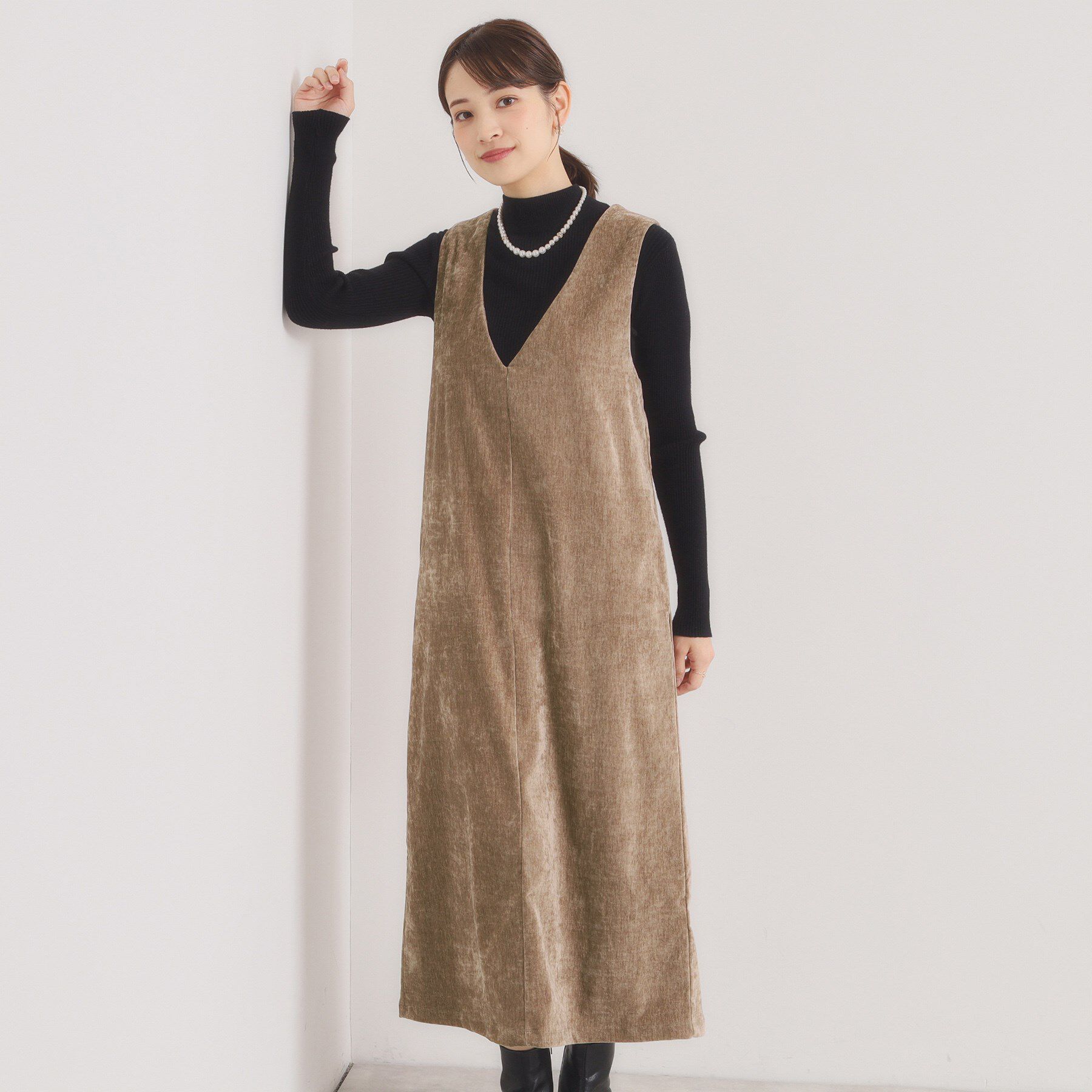 ITS&rsquo;DEMO「【手洗い可】ベロアジャンスカ」|ワンピース|モカブラウン(042
