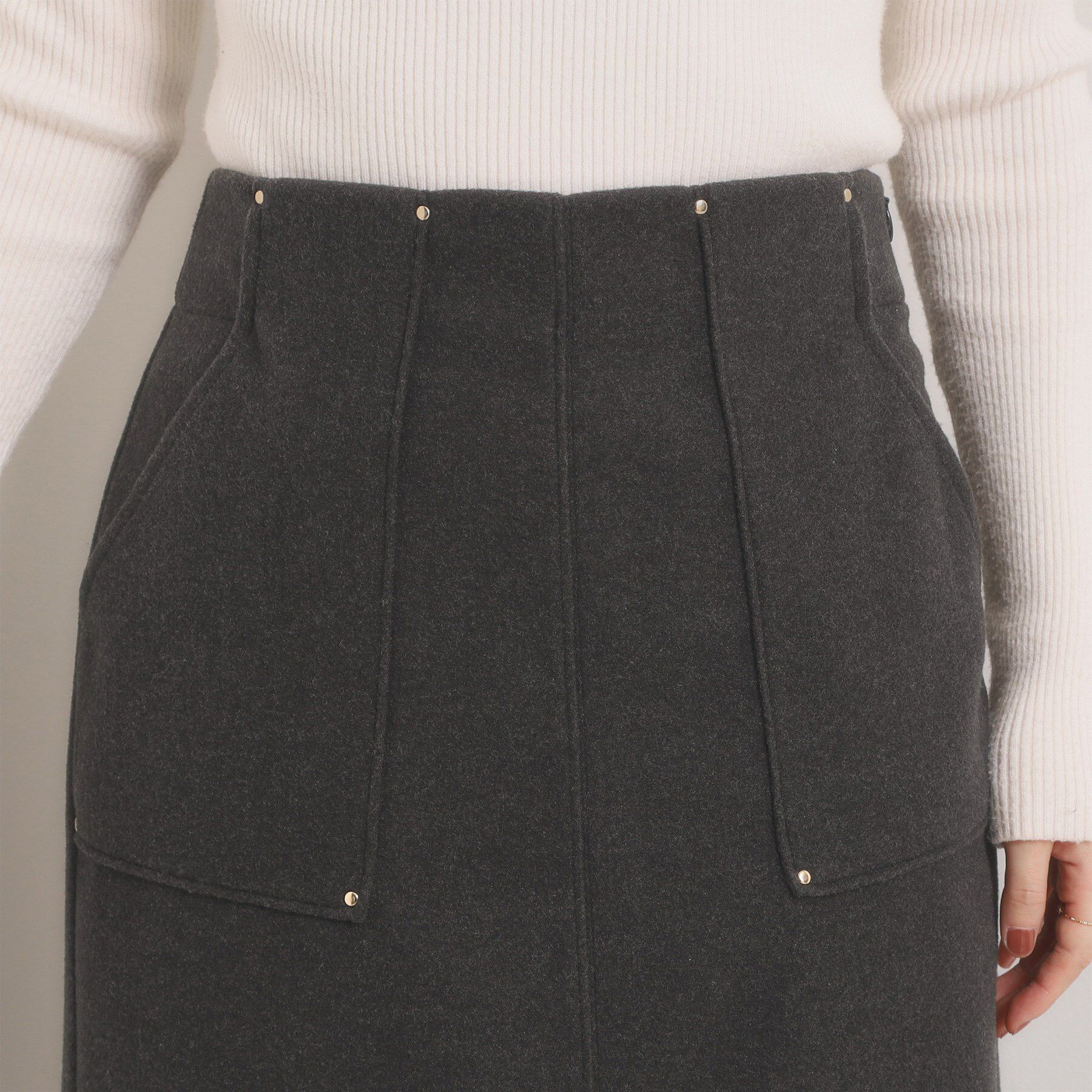 ITS&rsquo;DEMO「【洗濯機OK】カットメルトンタイトスカート」|スカート|