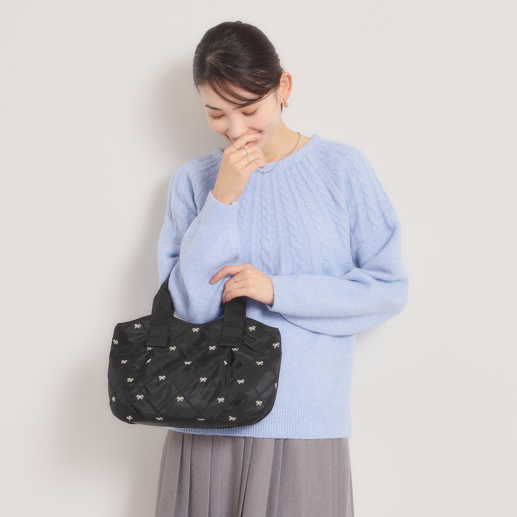 ITS&rsquo;DEMO「リボン刺繍ミニトート」|ハンドバッグ|