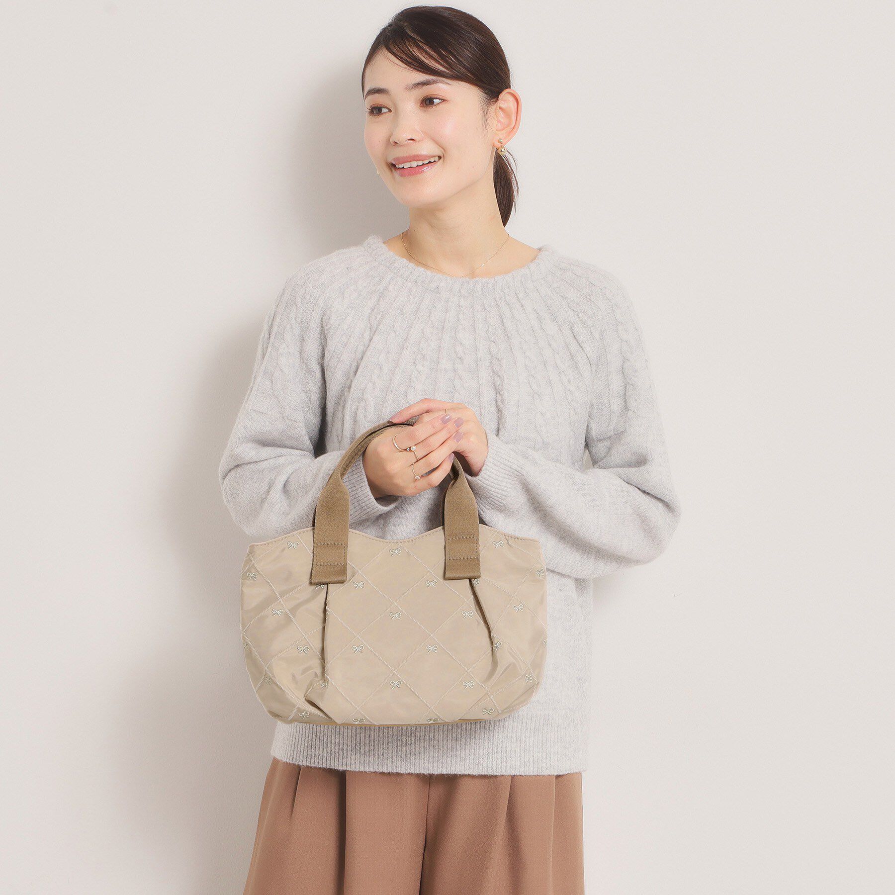 ITS&rsquo;DEMO「リボン刺繍ミニトート」|ハンドバッグ|
