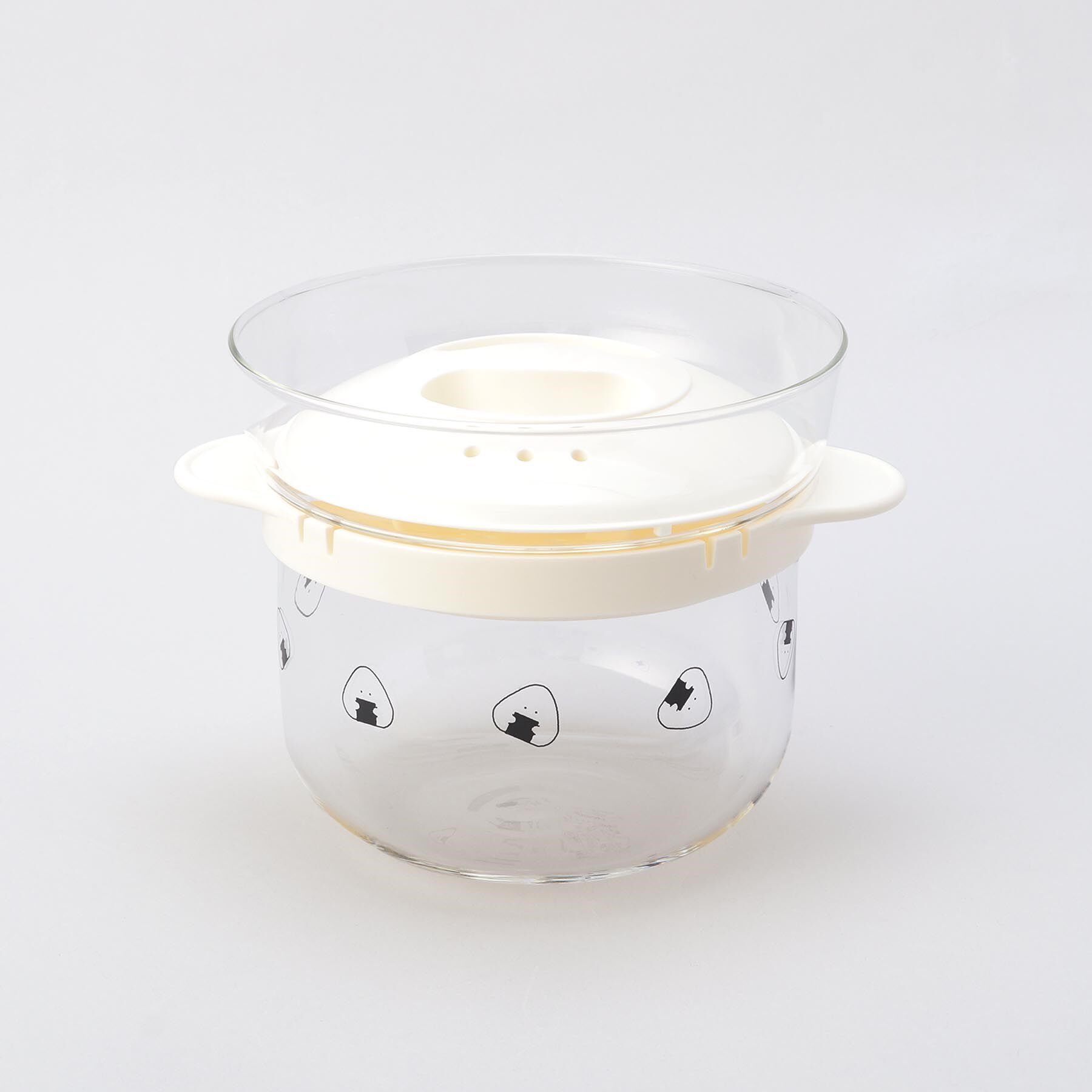 212 KITCHEN STORE「ぎゅっとおにぎりさん ガラスのレンジご飯釜　WH」|食器・キッチングッズ|
