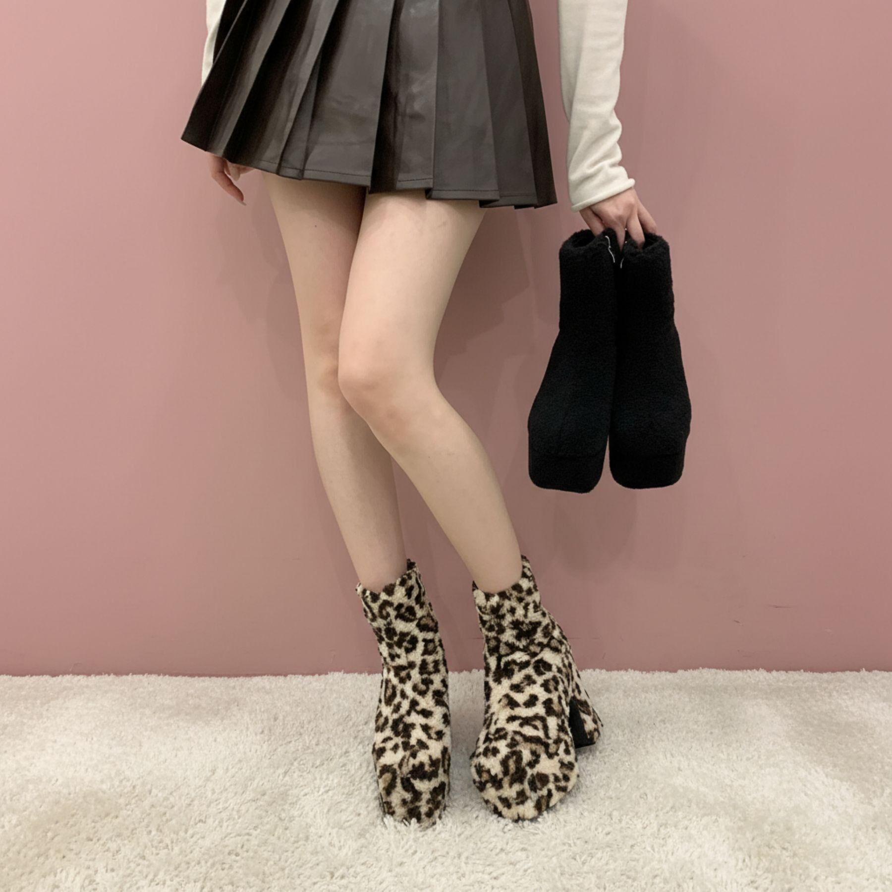 csT&P「スクウェアヒールストレッチブーツ」|ショートブーツ|