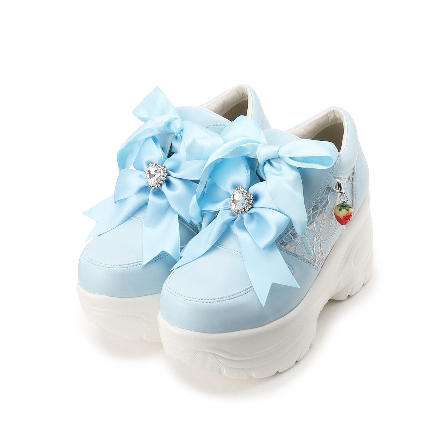 csT&P「取り外し自由♪マルチWAY厚底レースイチゴチャームスニーカー」|スニーカー|ブルー(092)