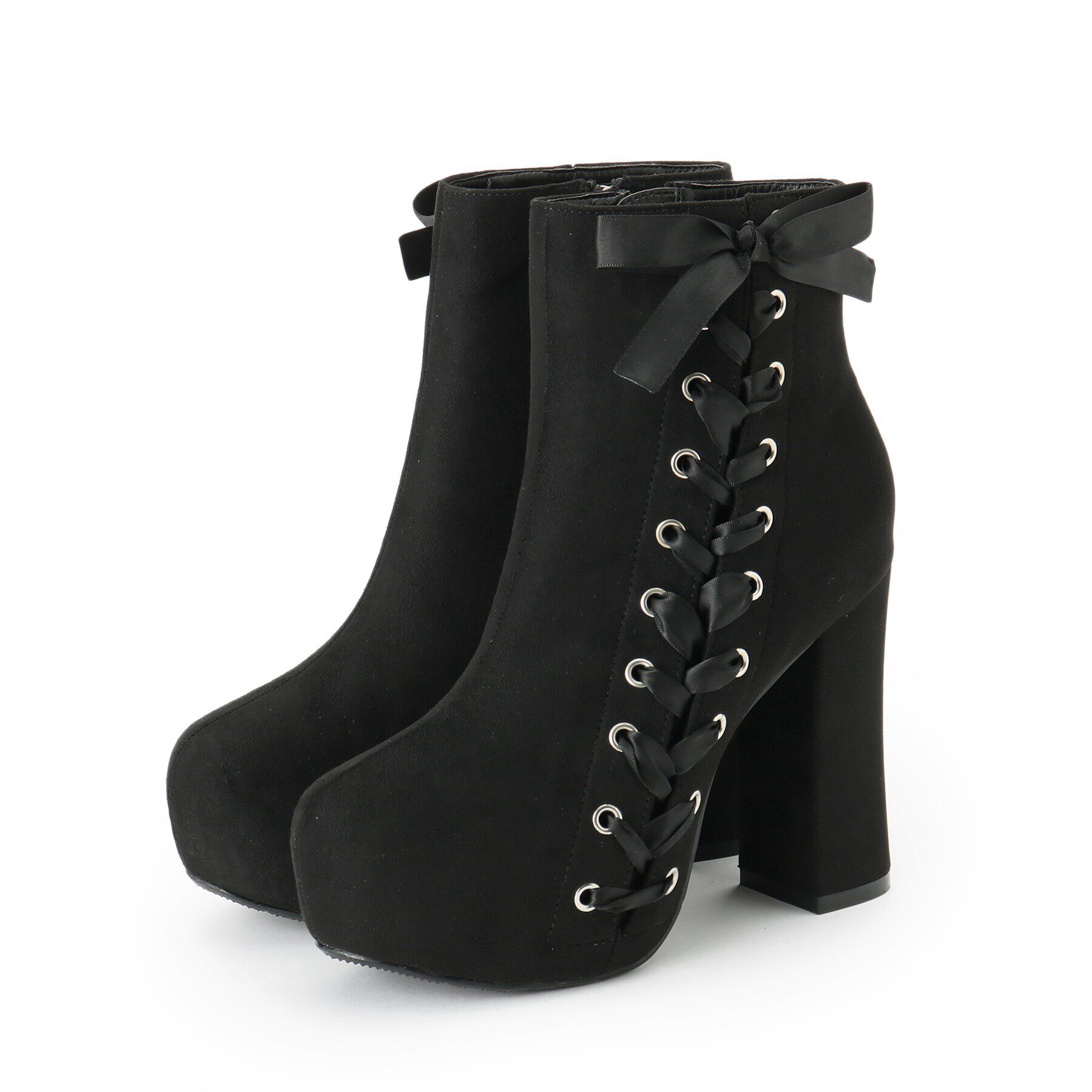 csT&P「サイド編上げ厚底ハイヒールブーツ」|ショートブーツ|ｽｴｰﾄﾞﾌﾞﾗｯｸ(119)