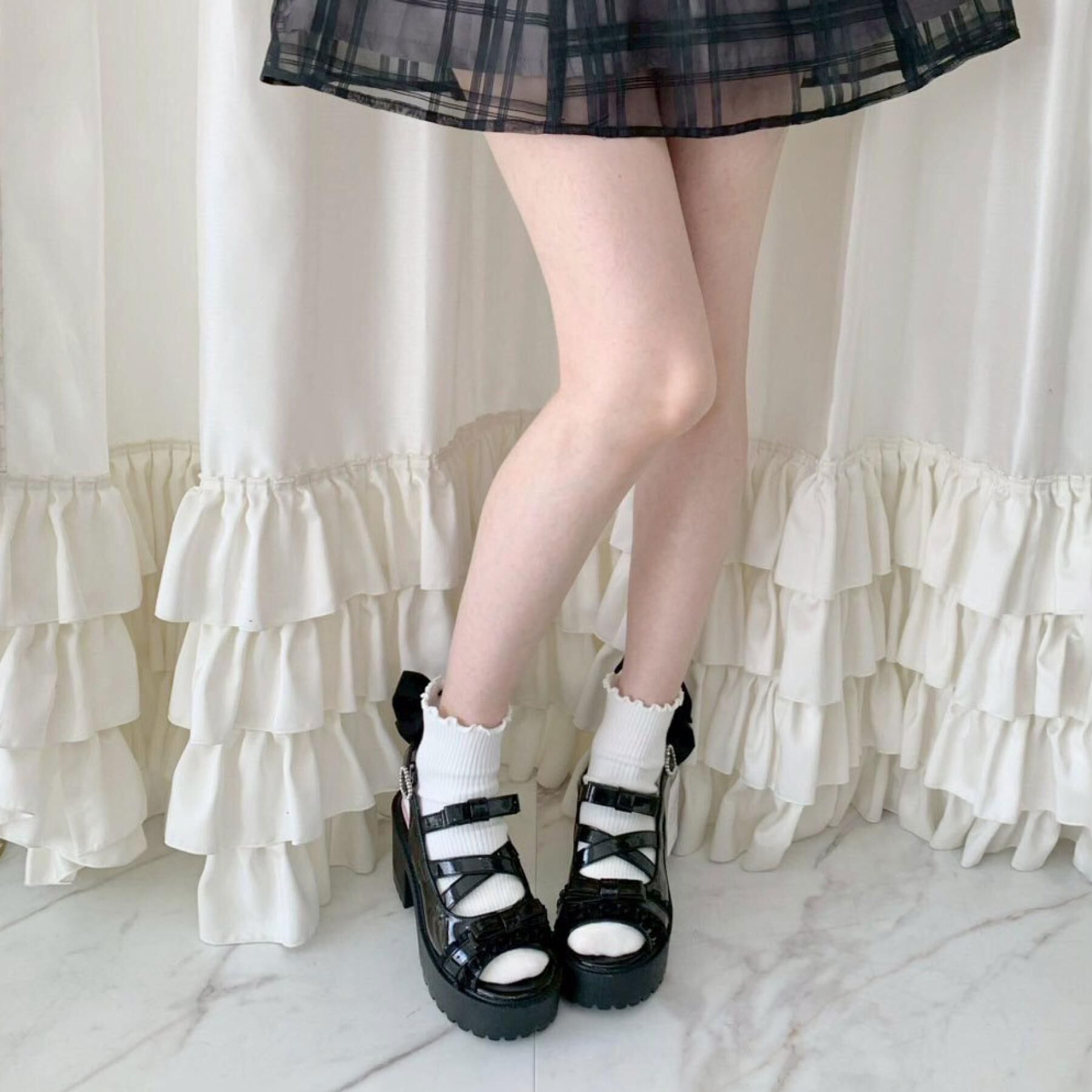 csT&P「厚底レース付きリボンベルトサンダル」|サンダル|