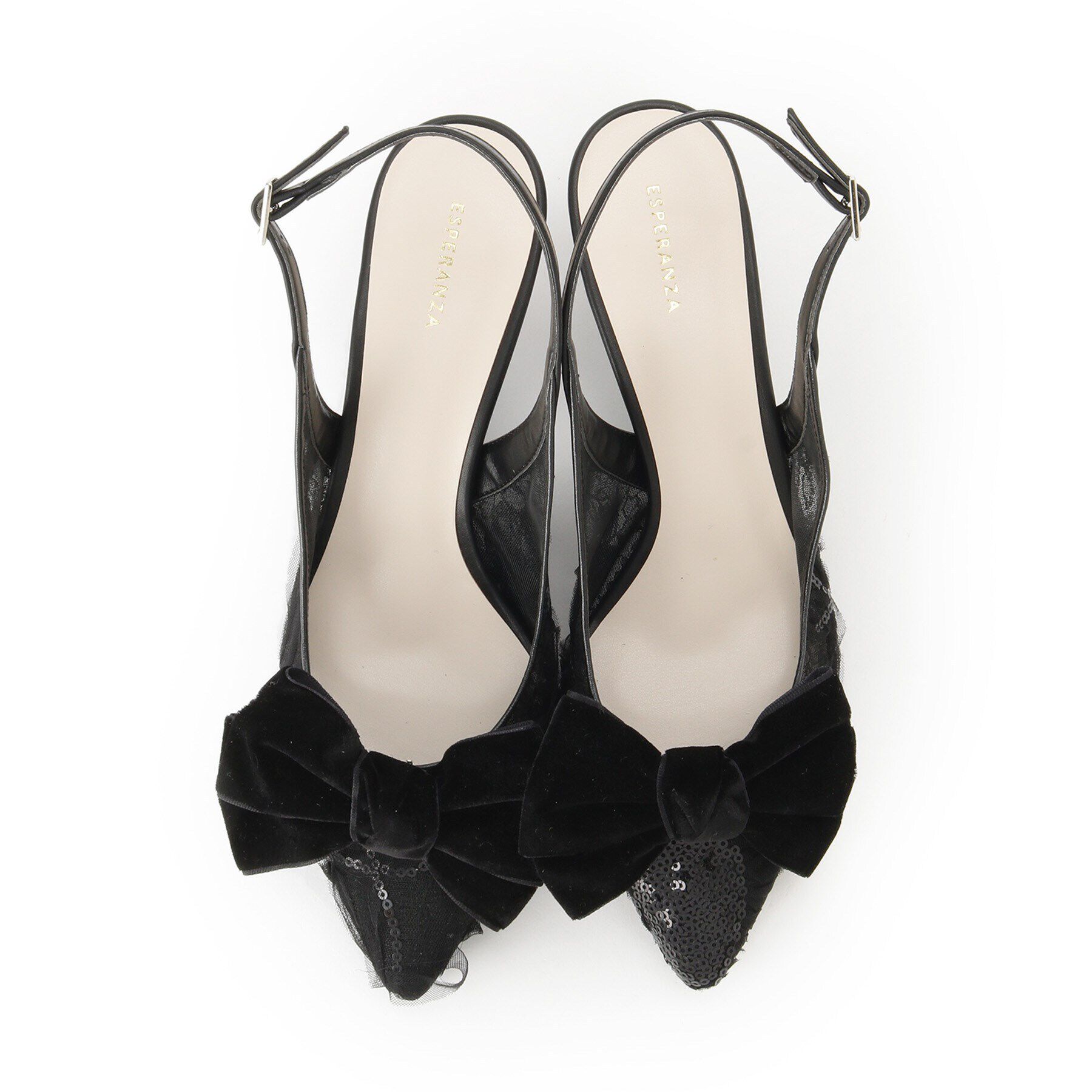 ESPERANZA「リボンチュールレースバックストラップ2WAYパンプス」|パンプス|