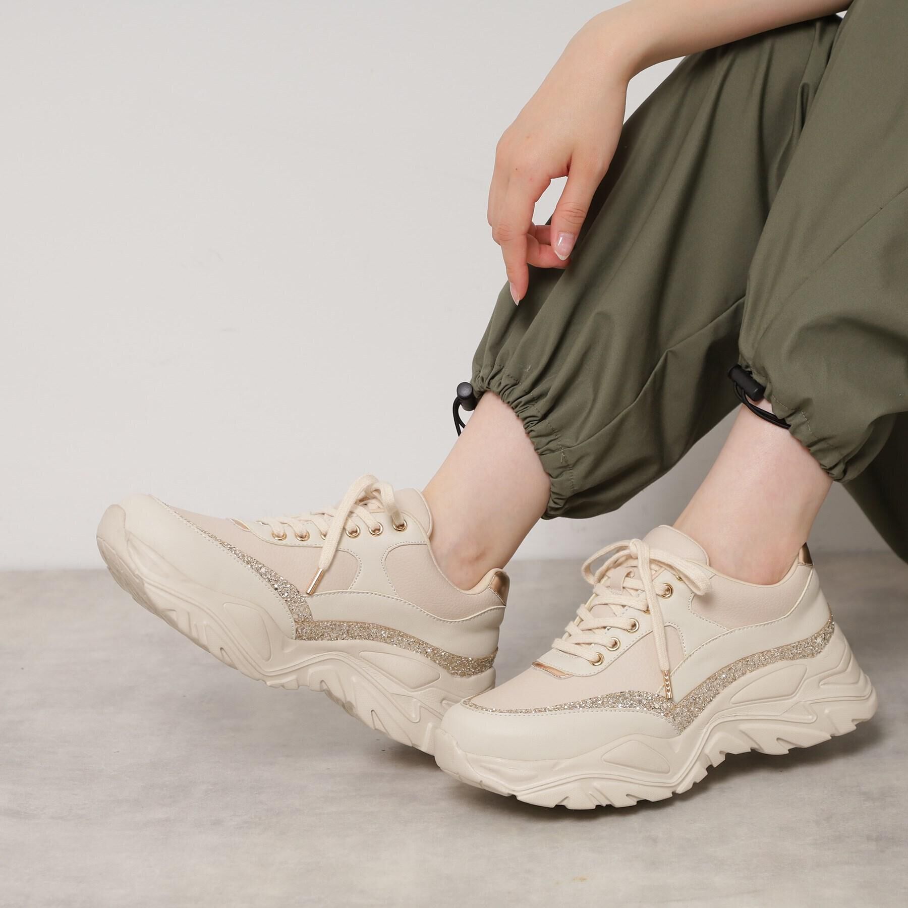 ESPERANZA「グリッターラインスニーカー」|スニーカー|ベージュ(052)