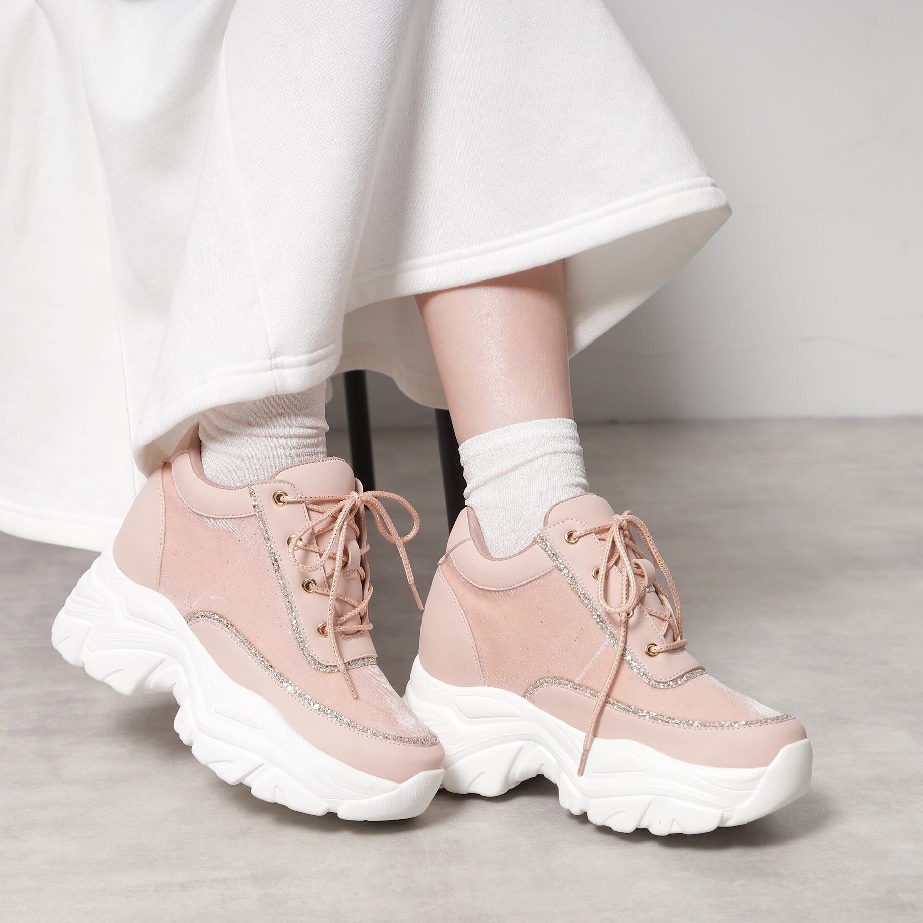 ESPERANZA「ベルベットラメスニーカー」|スニーカー|ピンク(972)