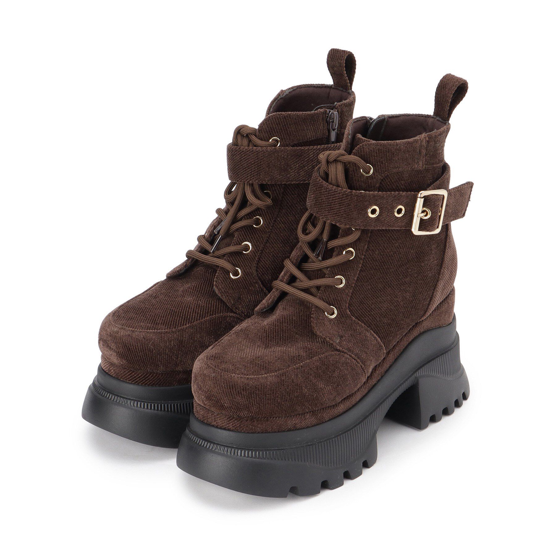 ESPERANZA「レースアップバックル厚底ブーツ」|ショートブーツ|