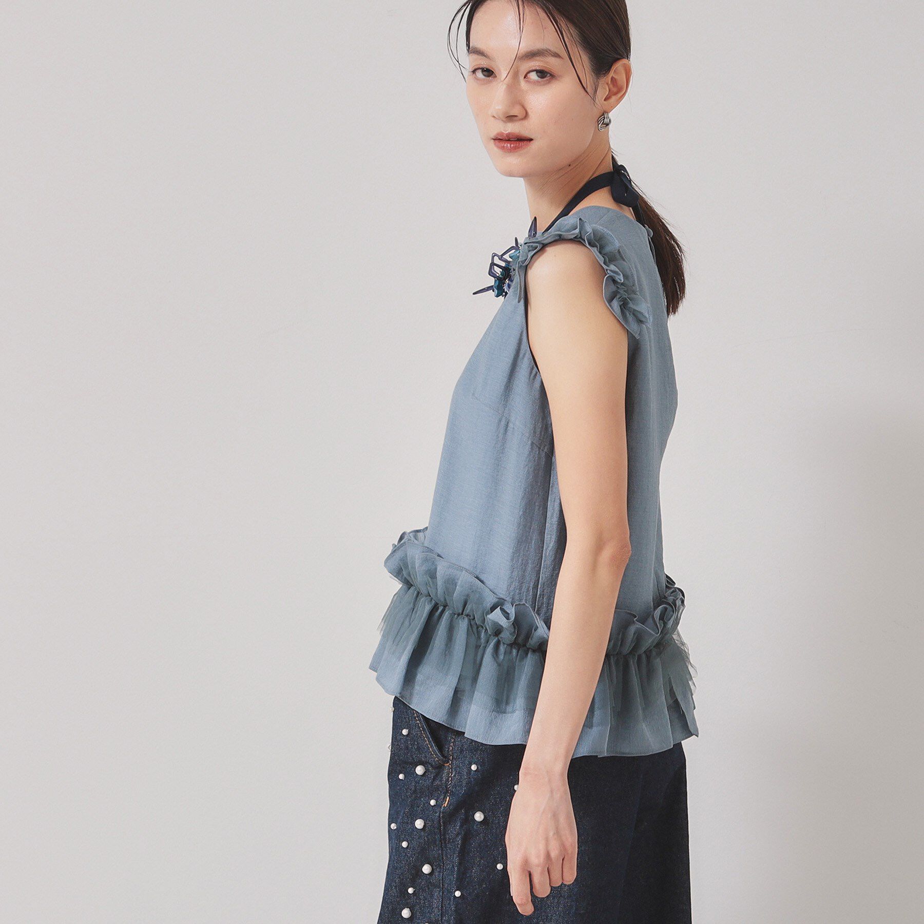 SunaUna「【フリル＆フリル／大人フェミニン】チュニックブラウス」|シャツ・ブラウス|