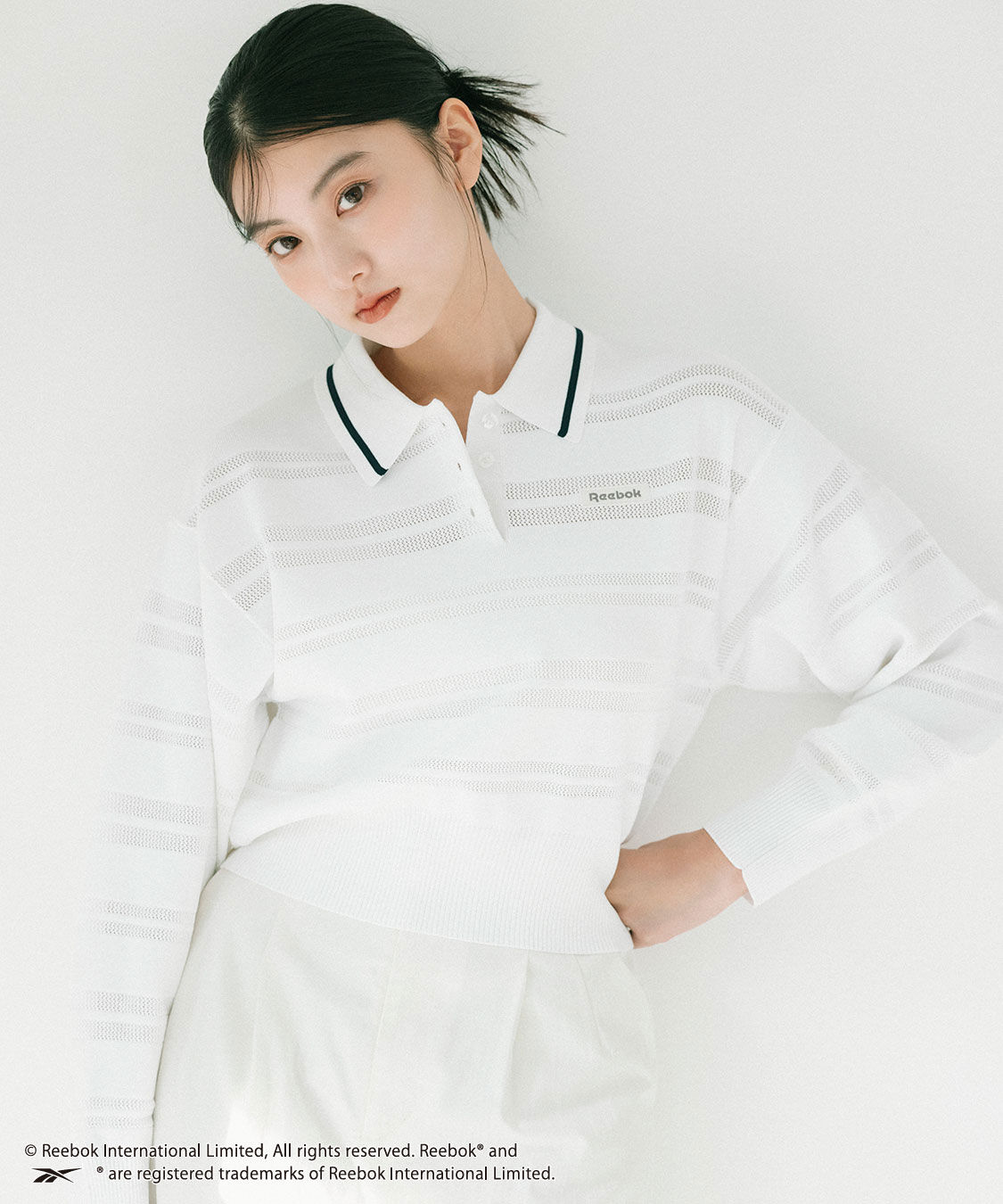 COCO DEAL「《COCO DEAL/Reebok》メッシュボーダーポロニット」|ポロシャツ|オフ