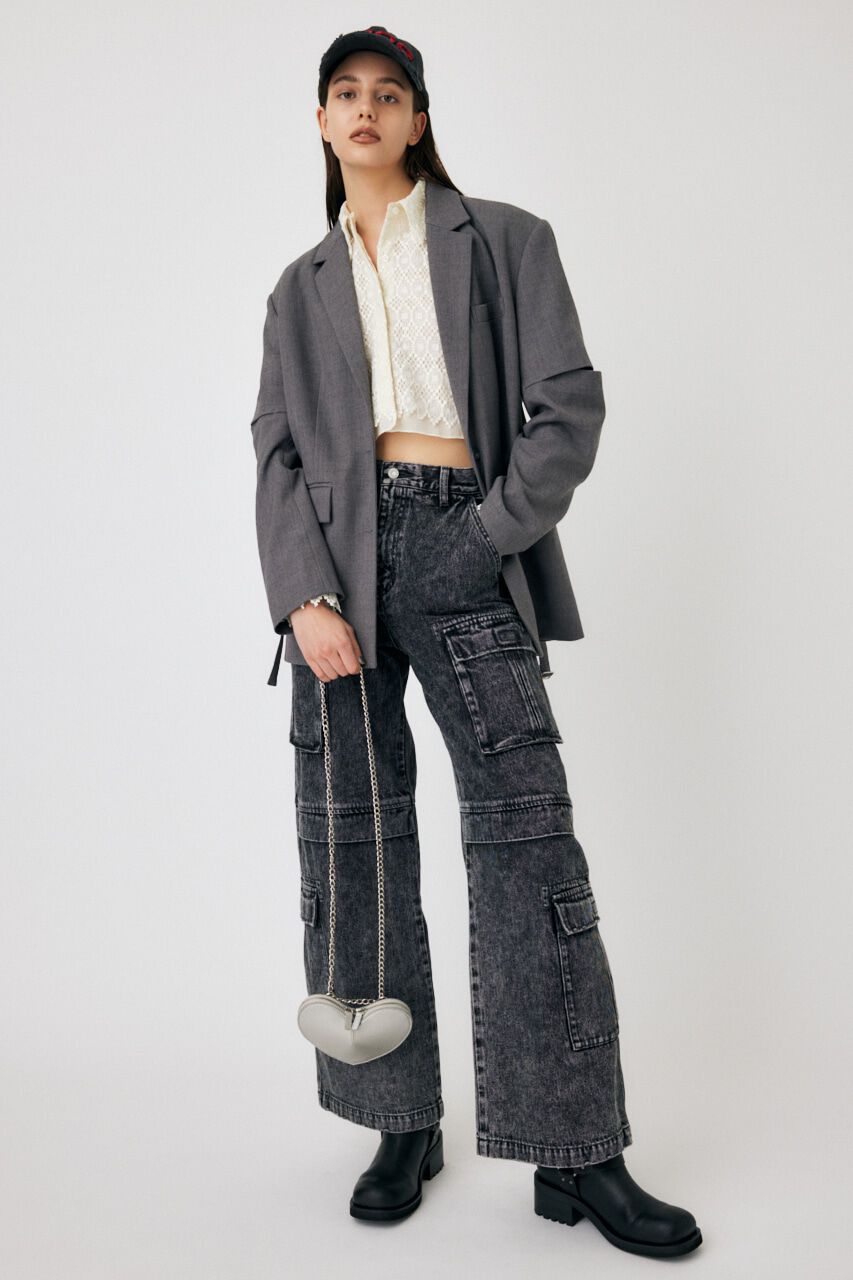 MOUSSY「LOWRISE CARGO STRAIGHT」|デニム|L/BLK1