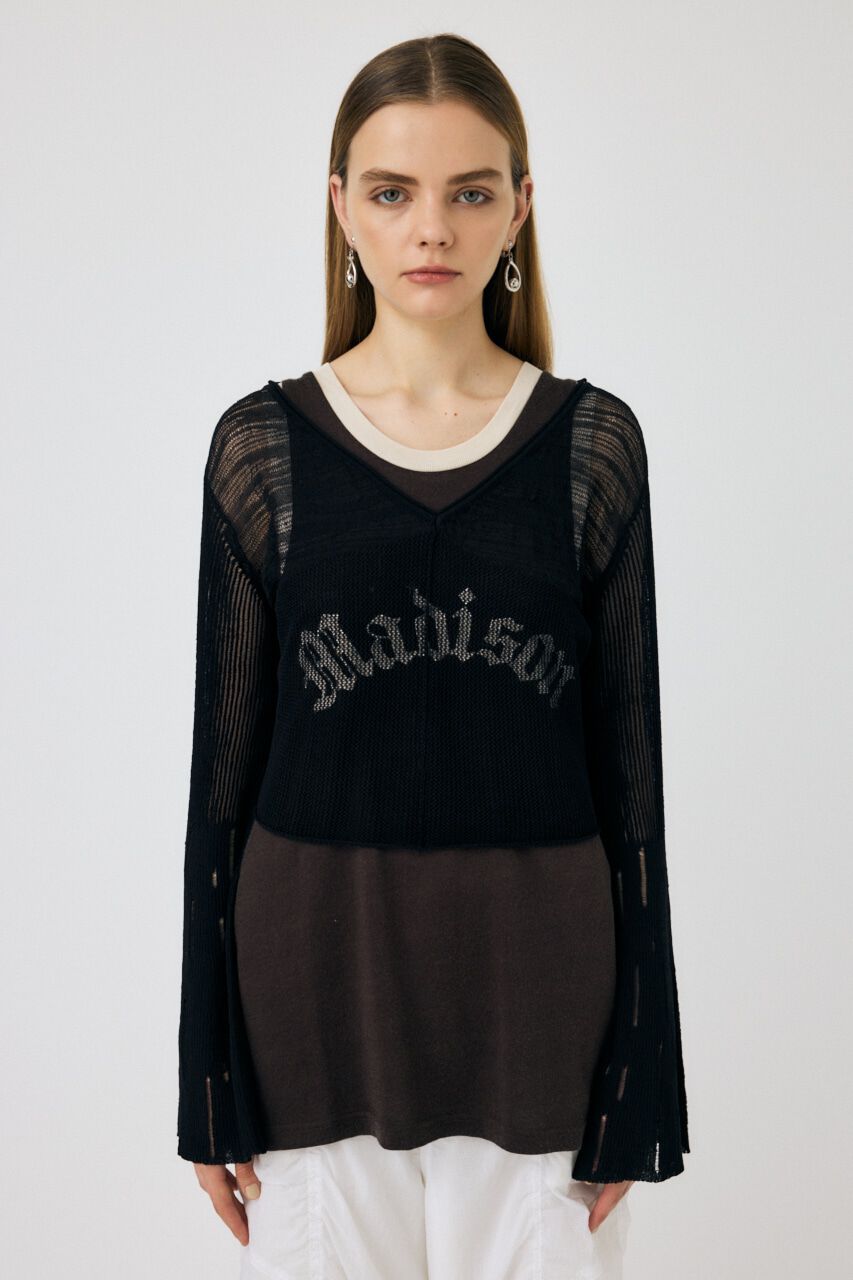 MOUSSY「MESH V NECK ニットトップス」|ニット・セーター|