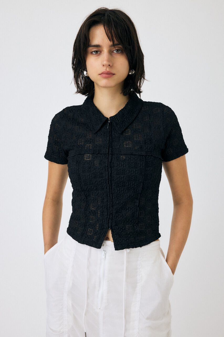 MOUSSY「LACY SWITCHING トップス」|Tシャツ・カットソー|BLK