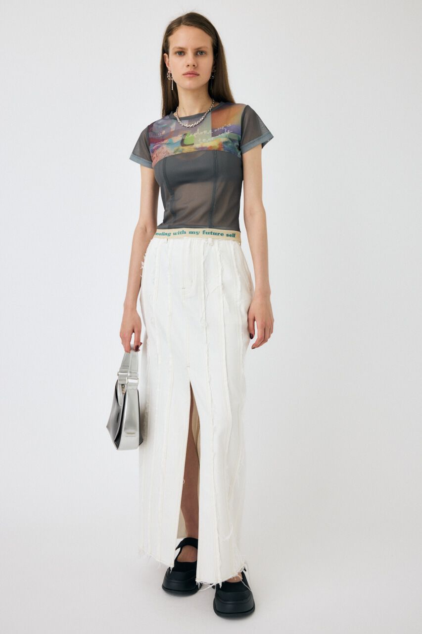 MOUSSY「FRONT SLIT FRINGE スカート」|スカート|WHT