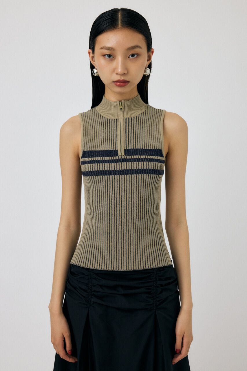 MOUSSY「MOCK NECK ハーフジップトップス」|タンクトップ|