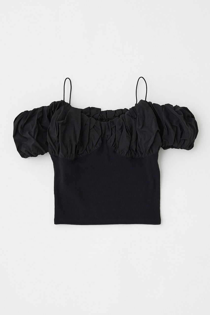 MOUSSY「VOLUME SLEEVE DOCKING トップス」|Tシャツ・カットソー|BLK
