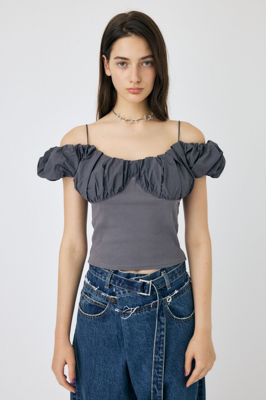 MOUSSY「VOLUME SLEEVE DOCKING トップス」|Tシャツ・カットソー|