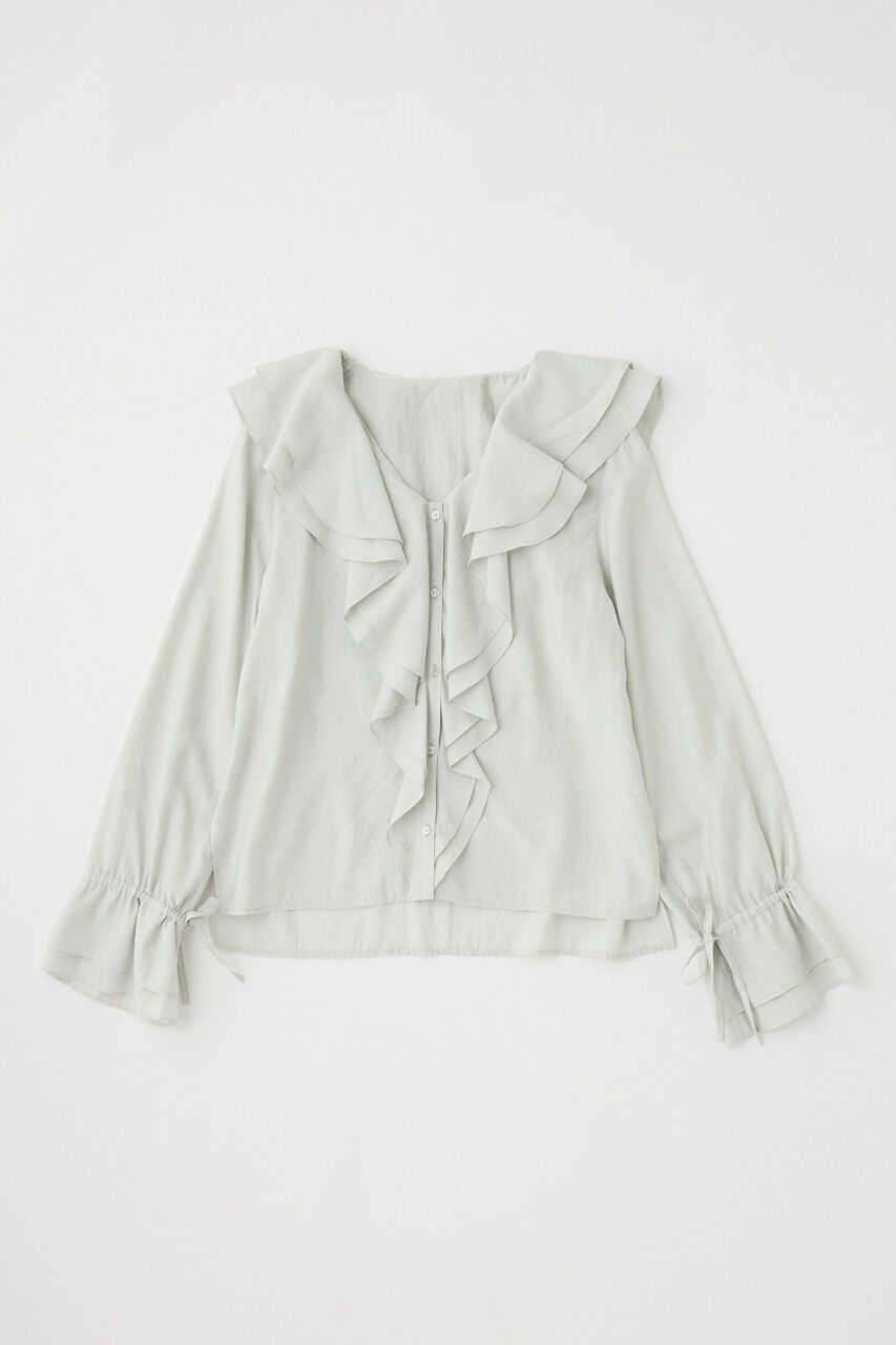 MOUSSY「RUFFLE ブラウス」|シャツ・ブラウス|L/BLU1