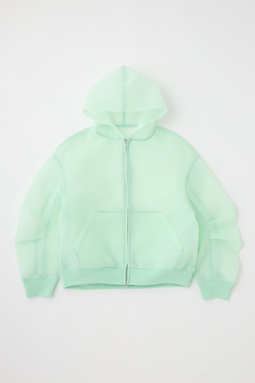 MOUSSY「SHEER CARDBOARD ジップアップフーディ」|パーカー|