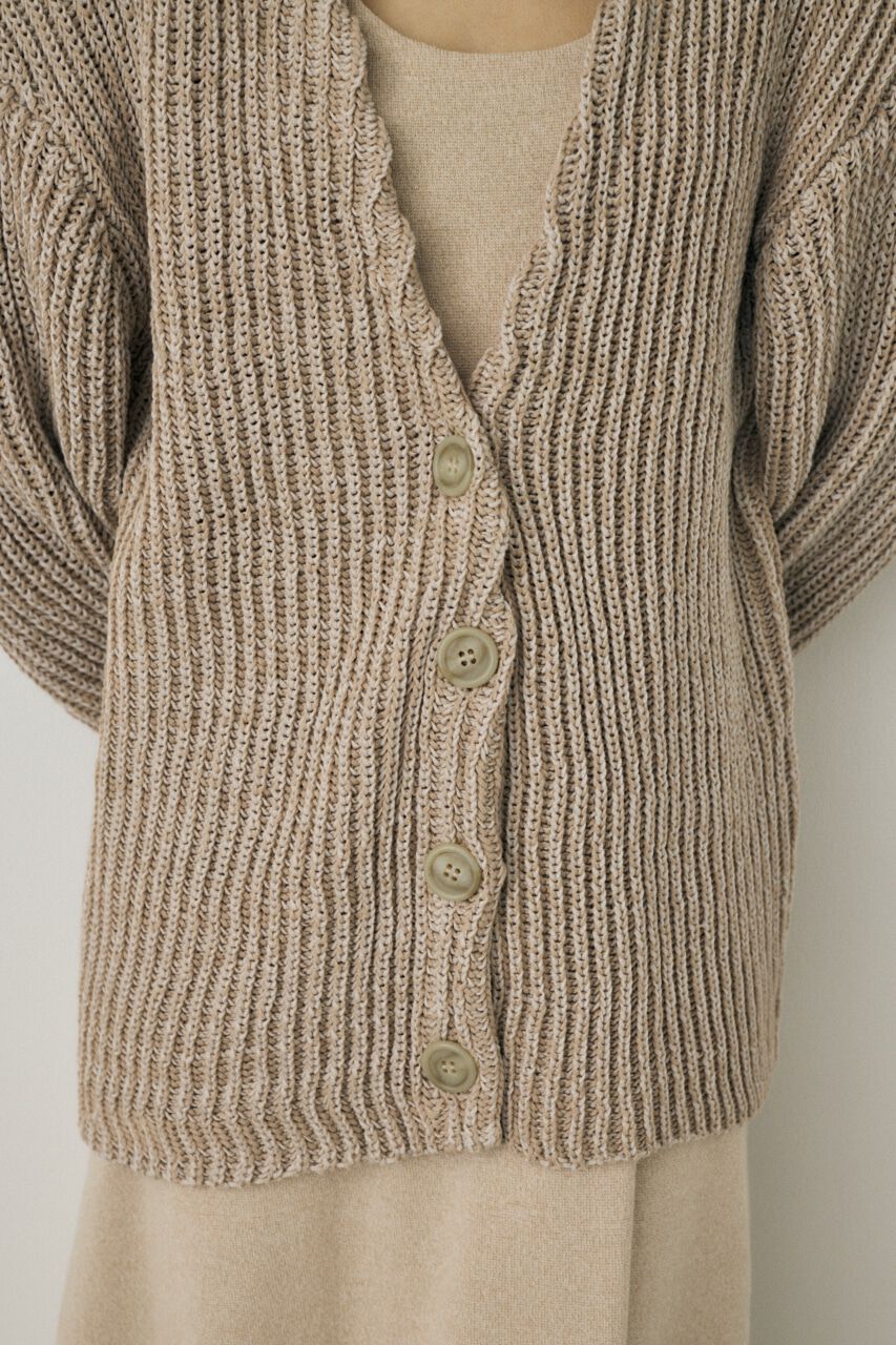 MOUSSY「メランジニットカーディガン　コットン&times;リサイクルポリエステル混」|カーディガン|