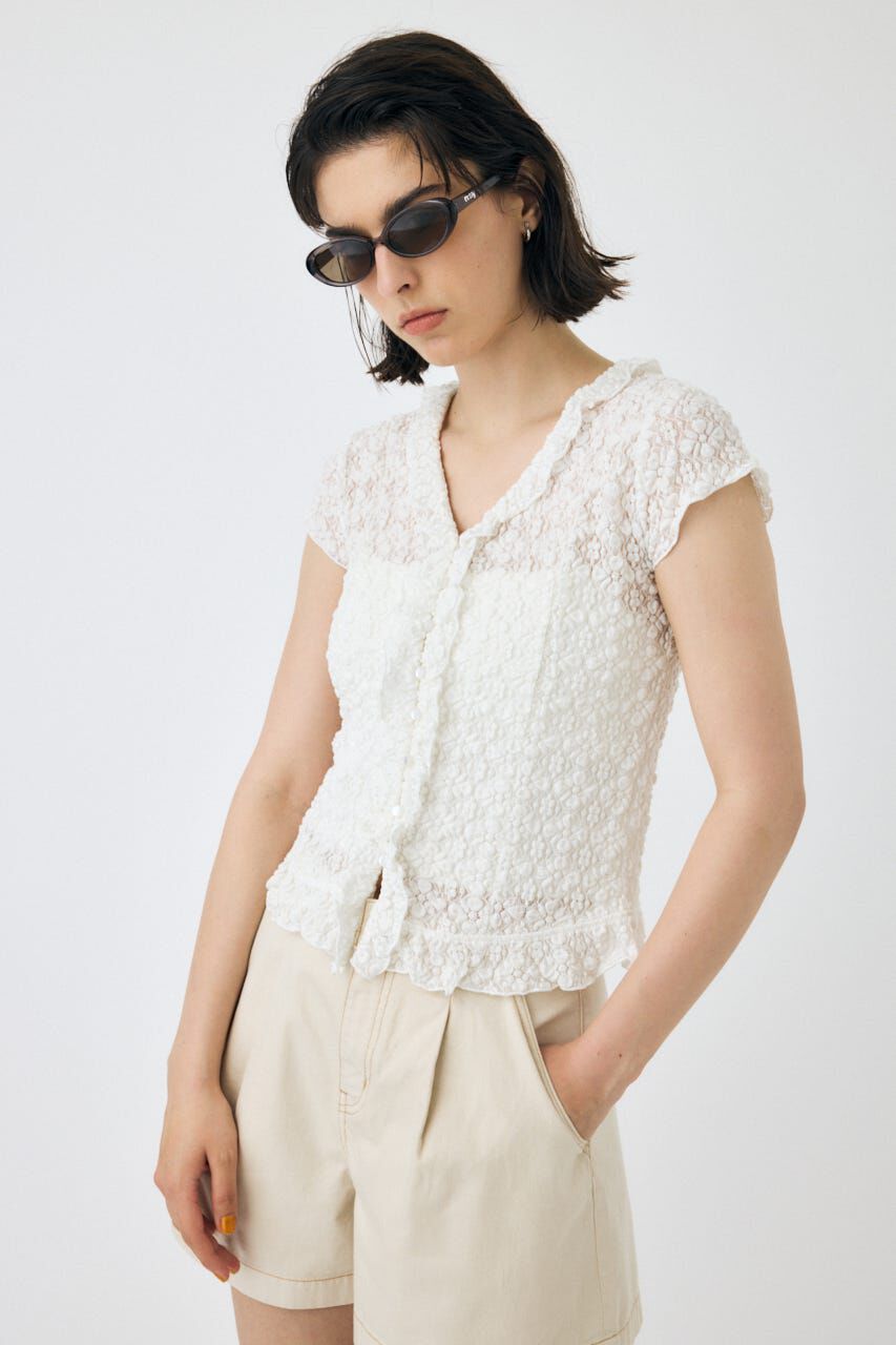 MOUSSY「RUFFLE LACE ノースリーブトップス」|Tシャツ・カットソー|