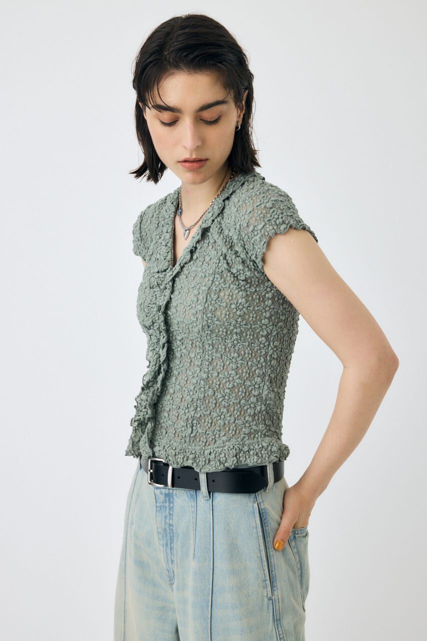 MOUSSY「RUFFLE LACE ノースリーブトップス」|Tシャツ・カットソー|