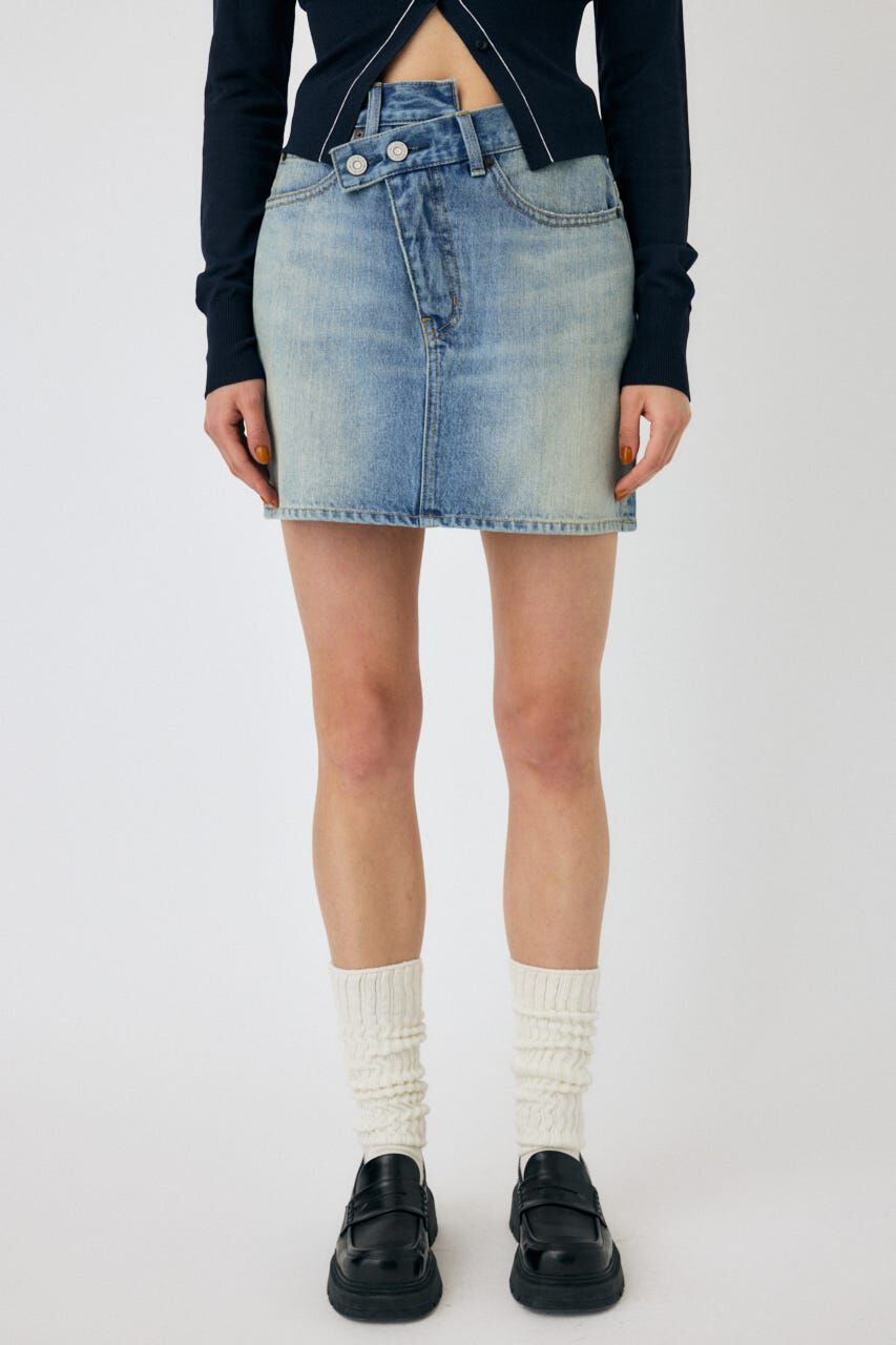 MOUSSY「CROSS WAIST ミニスカート」|スカート|L/BLU1